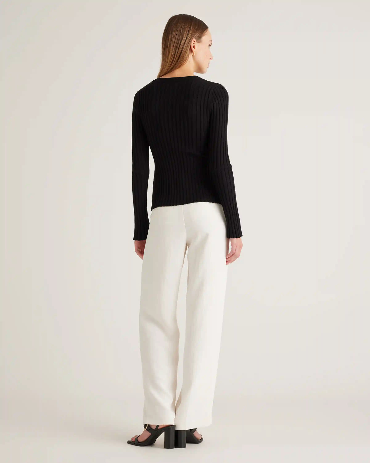 Cotton Cashmere Ribbed Long Sleeve Sweater