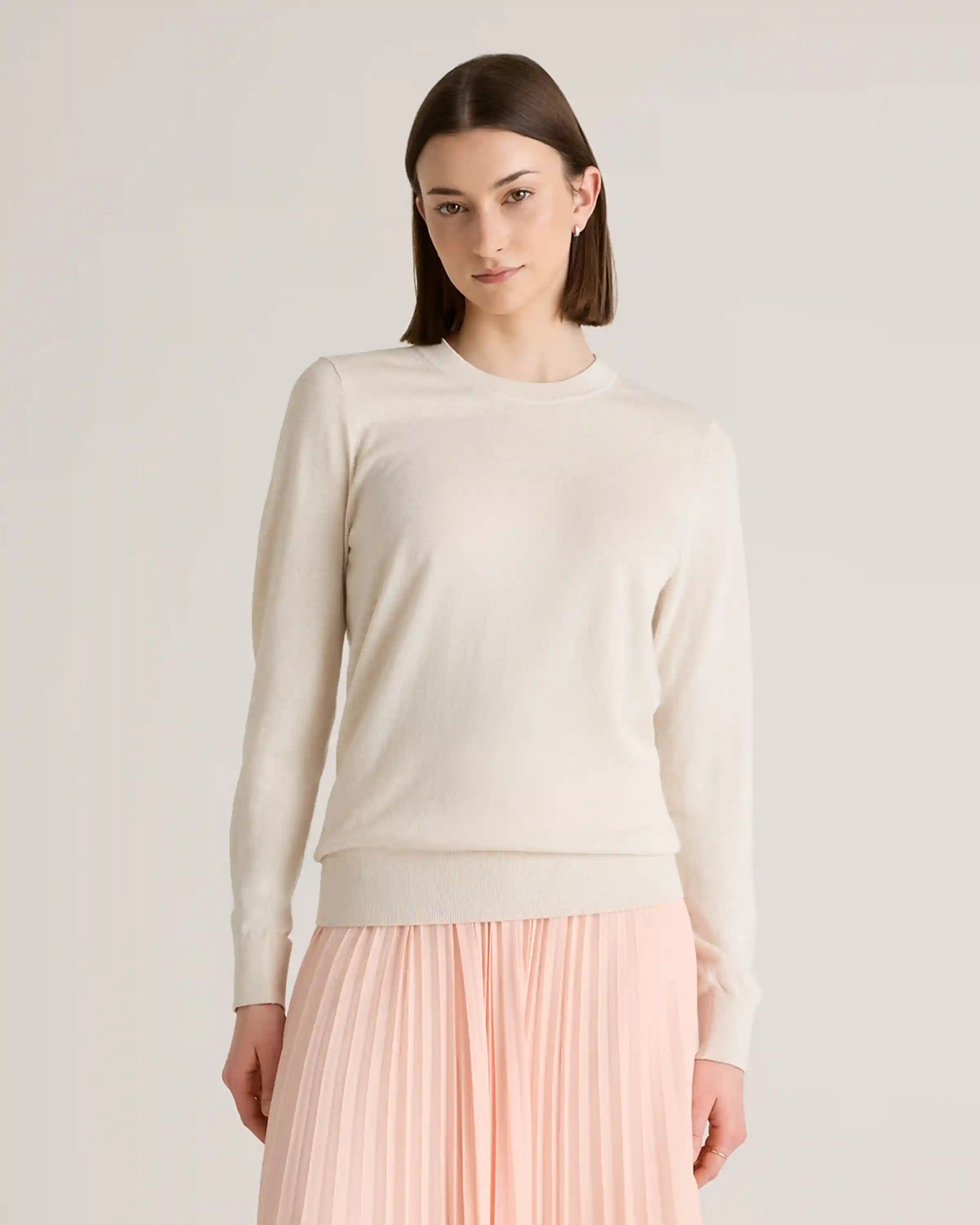 Lightweight Cotton Cashmere Crew Sweater