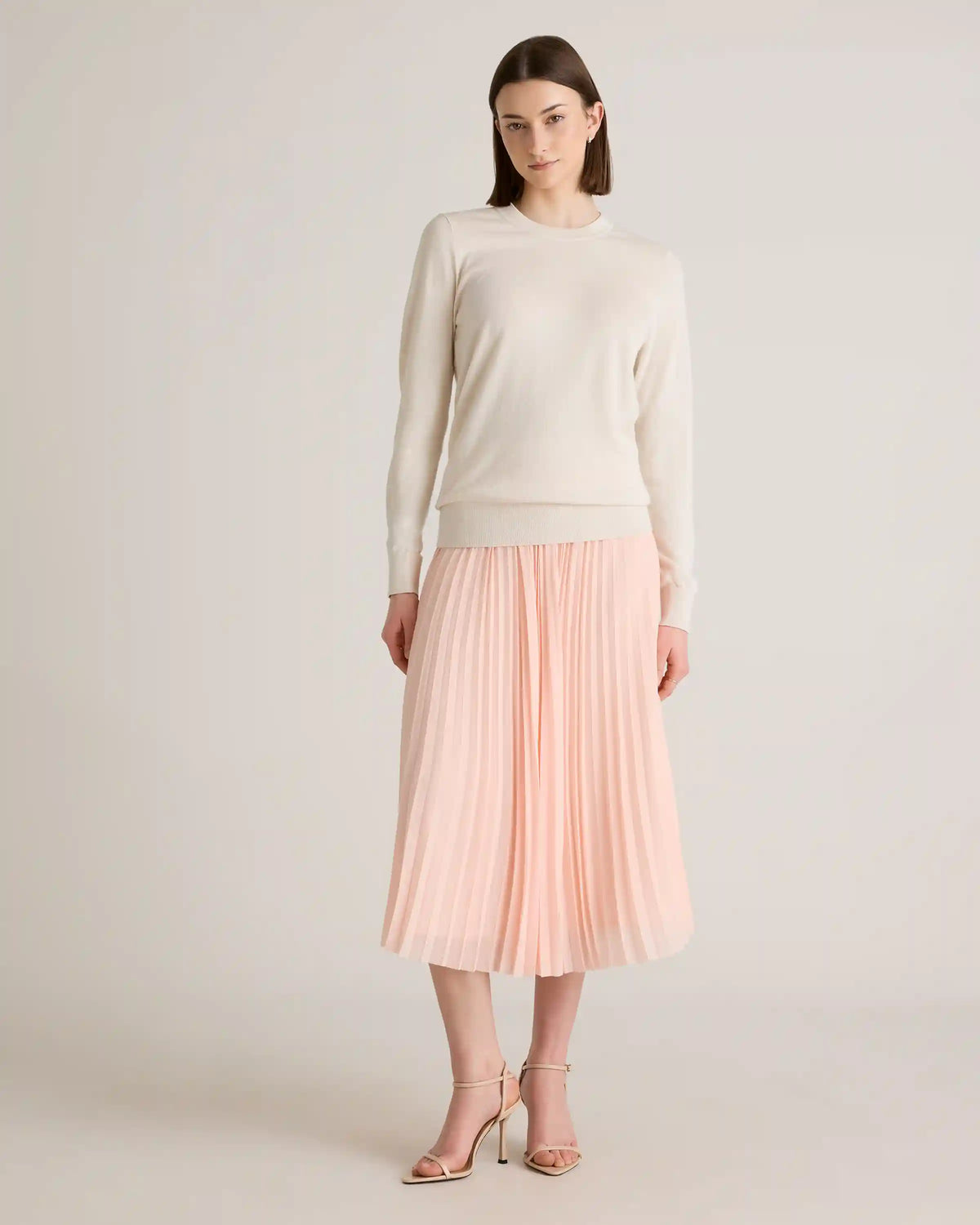 Cotton Cashmere Ribbed Long Sleeve Sweater