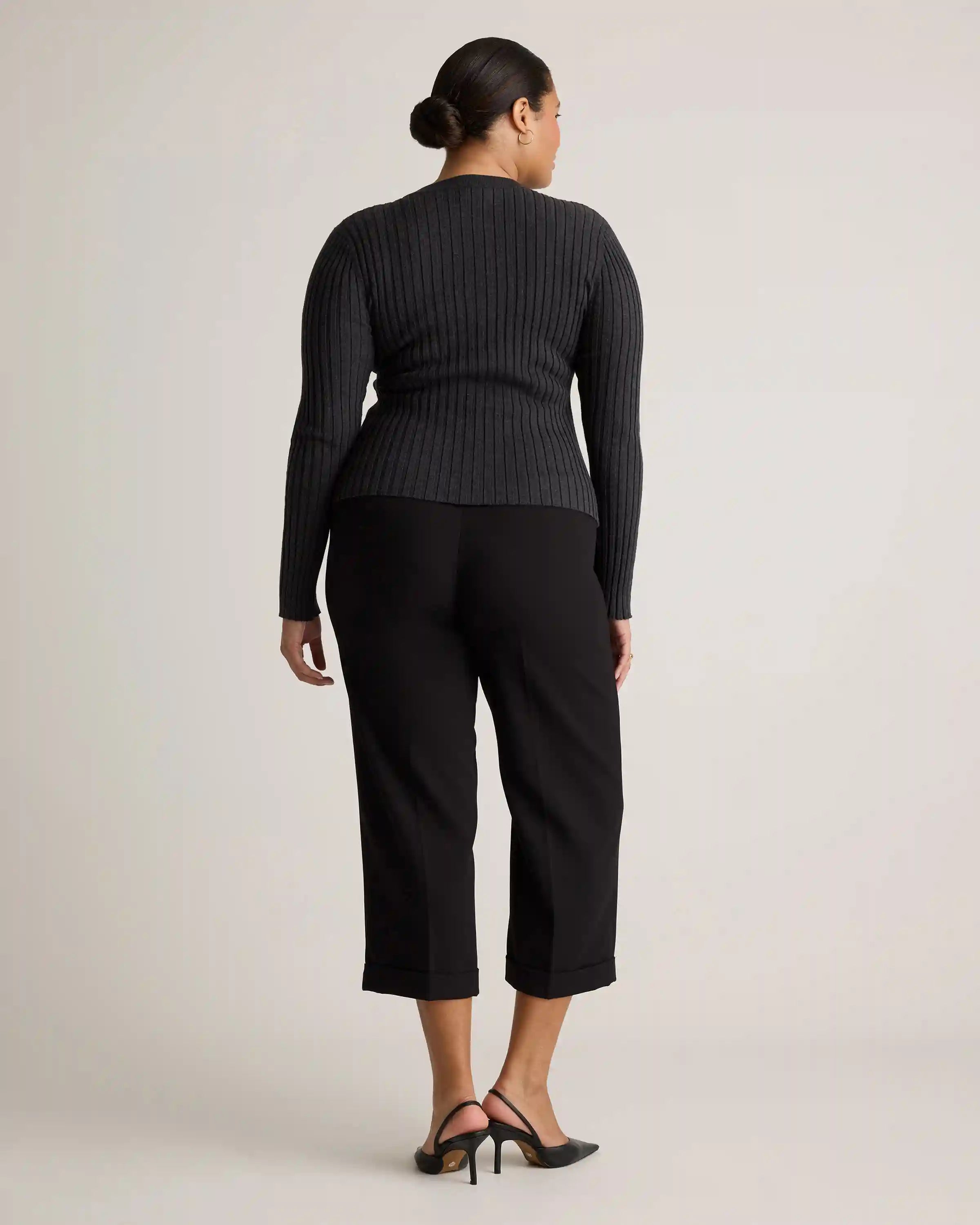 Cotton Cashmere Ribbed Long Sleeve Sweater
