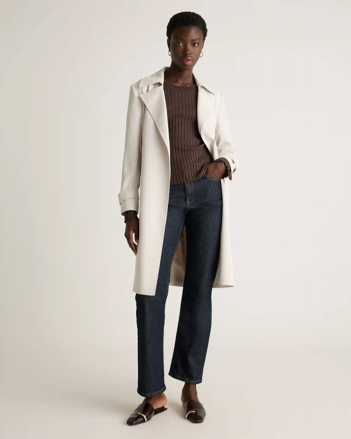 Cotton Cashmere Ribbed Long Sleeve Sweater