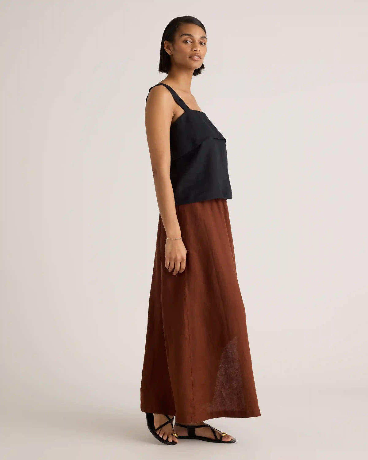 100% European Linen Square Neck Tank