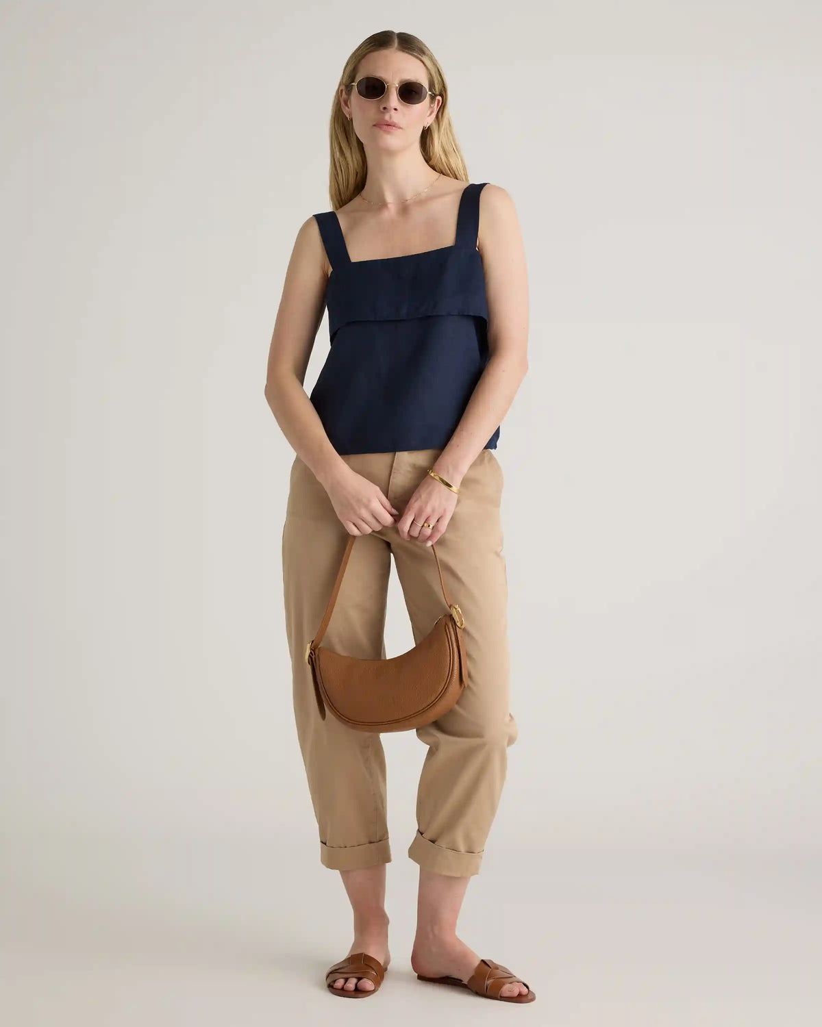 100% European Linen Square Neck Tank