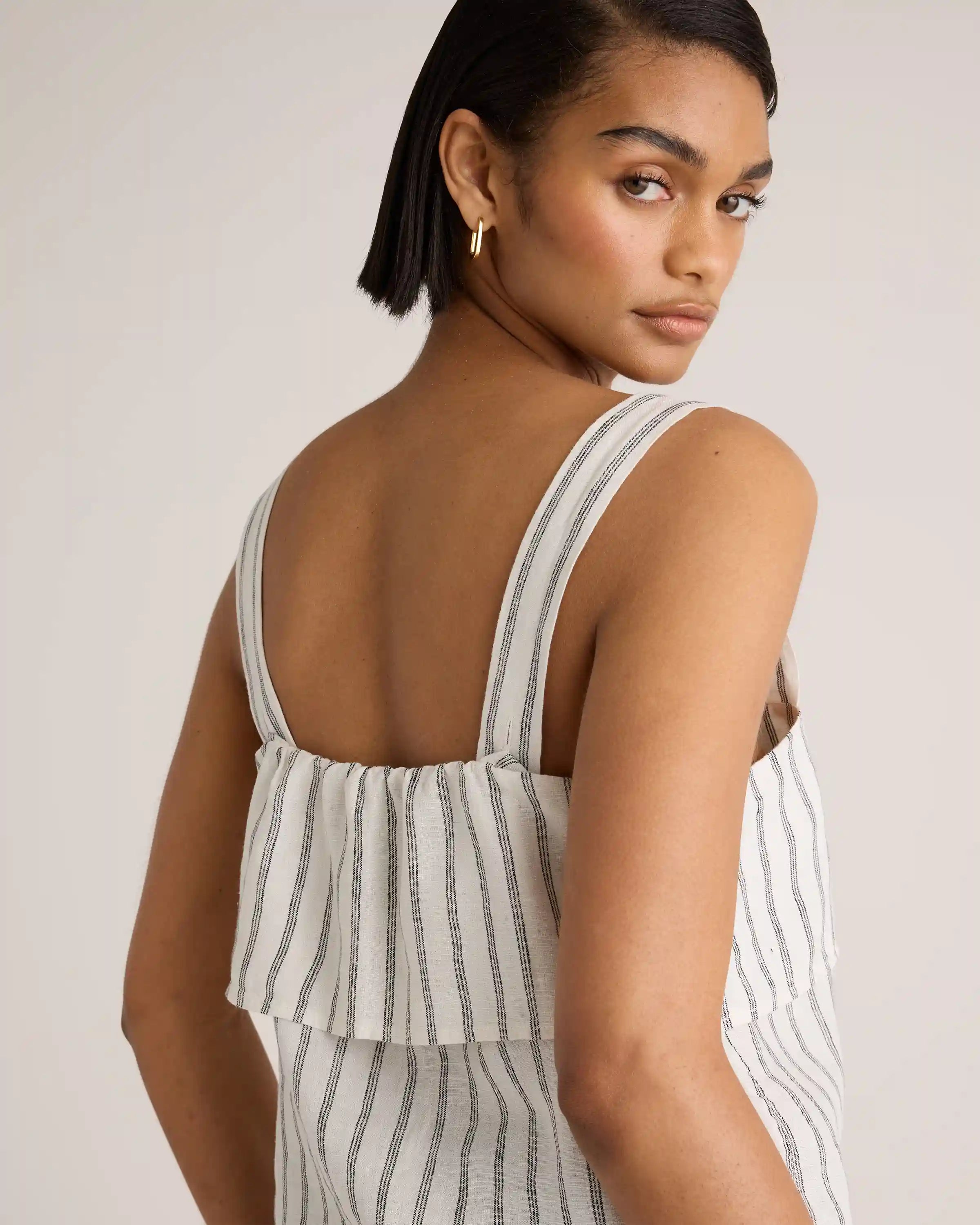100% European Linen Square Neck Tank