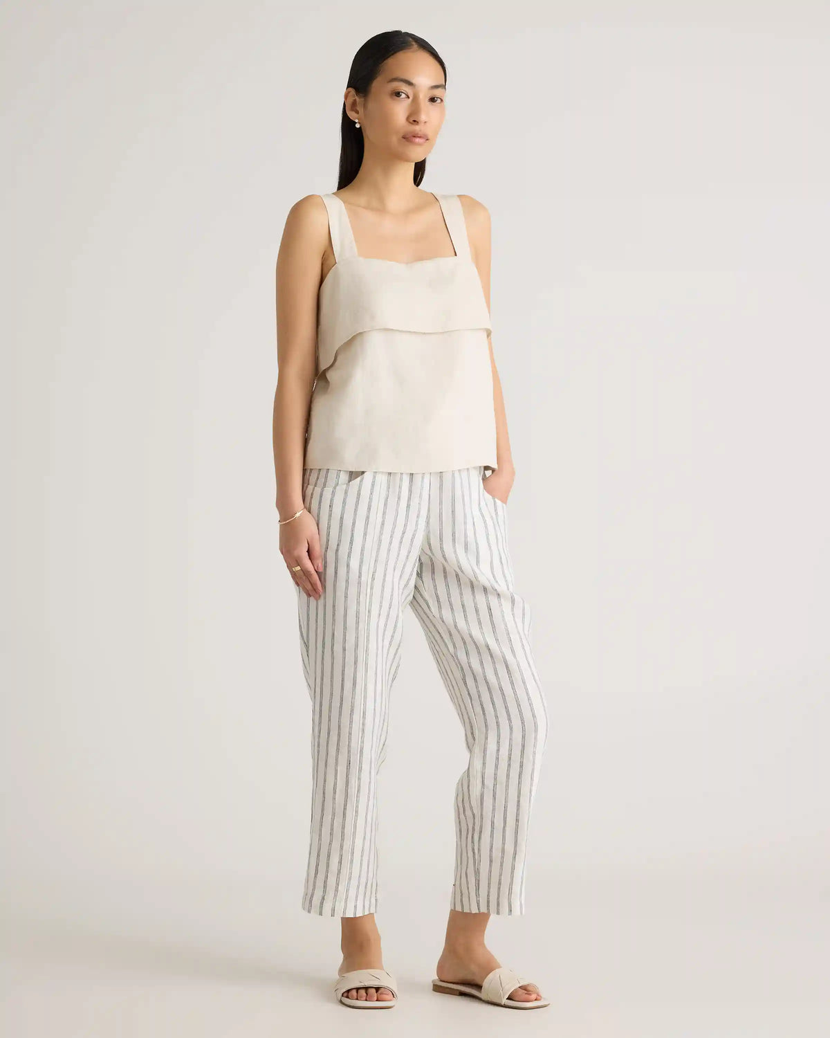 100% European Linen Square Neck Tank