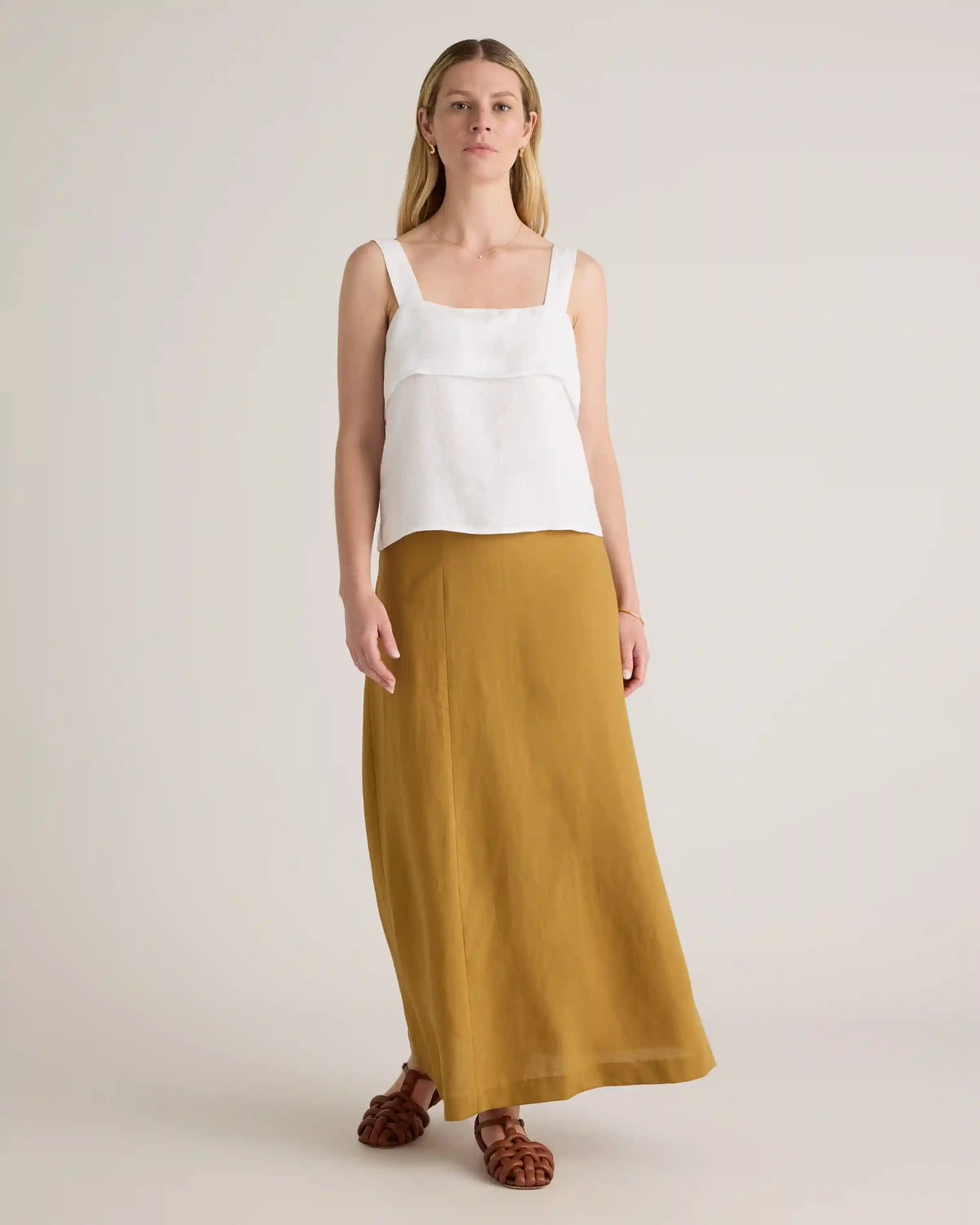 100% European Linen Square Neck Tank