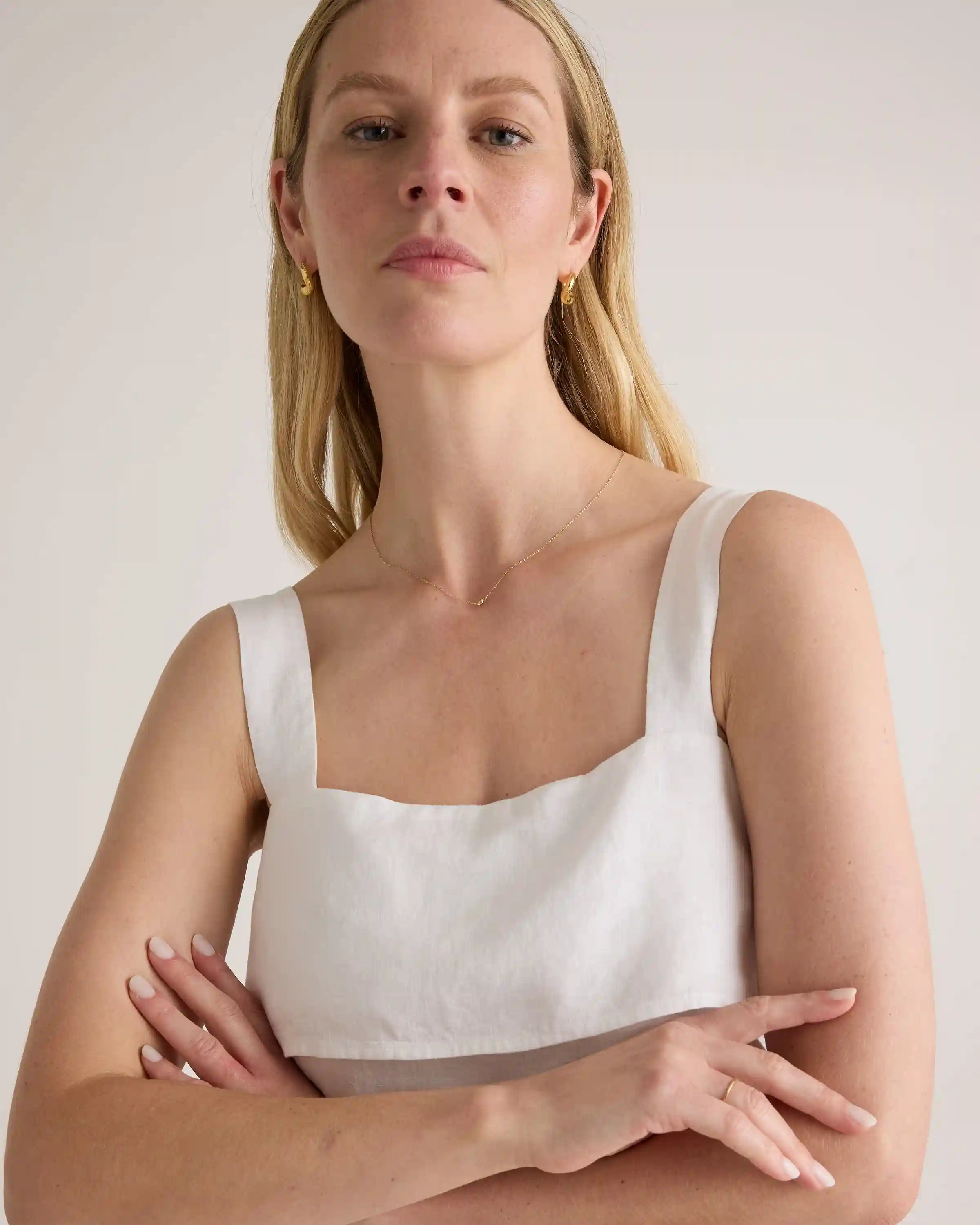 100% European Linen Square Neck Tank