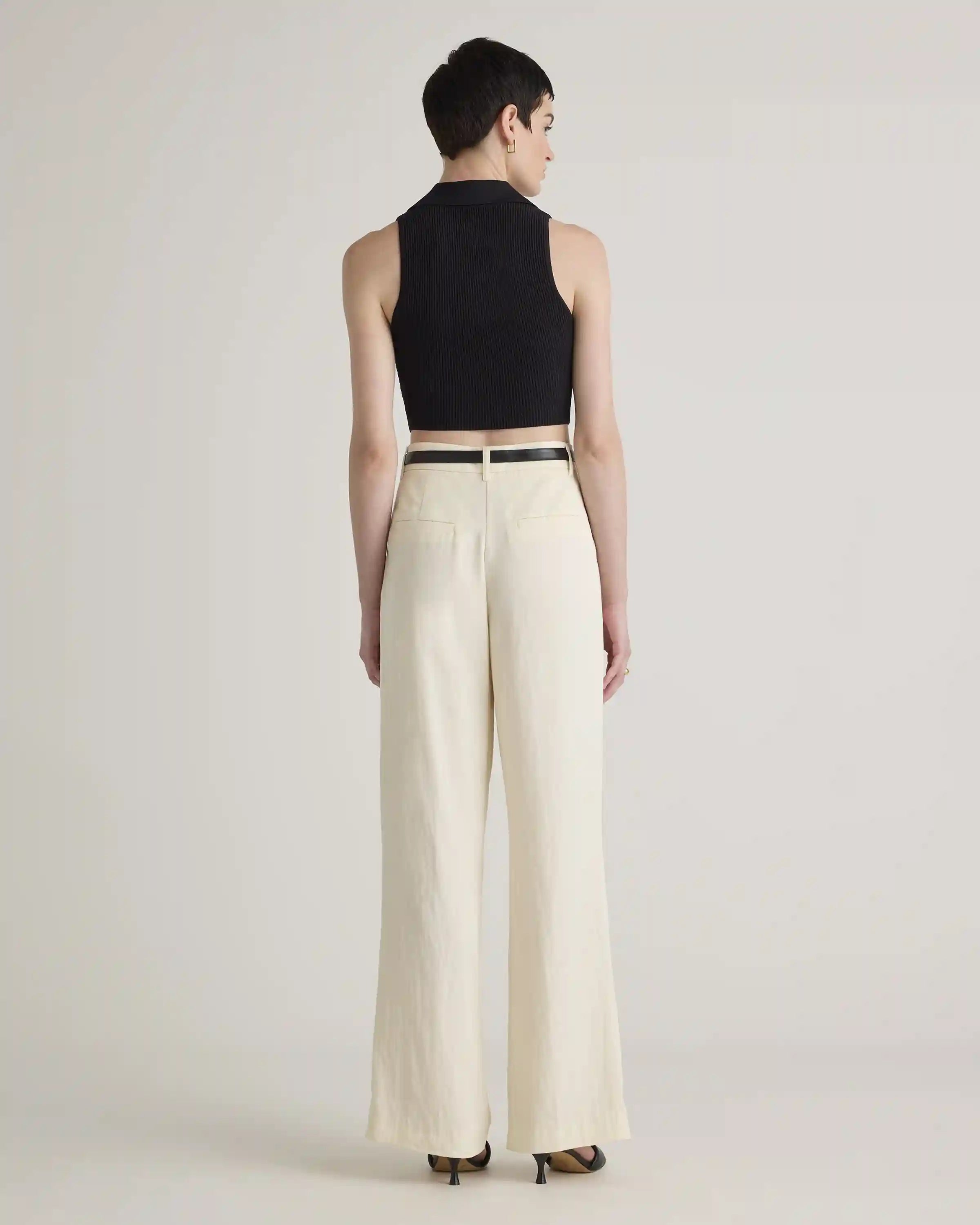 Cropped Polo Ribbed Knit Tank