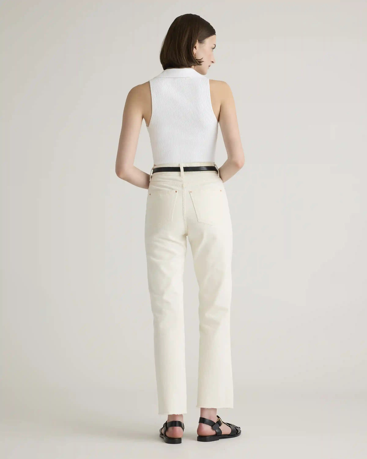 Cropped Polo Ribbed Knit Tank