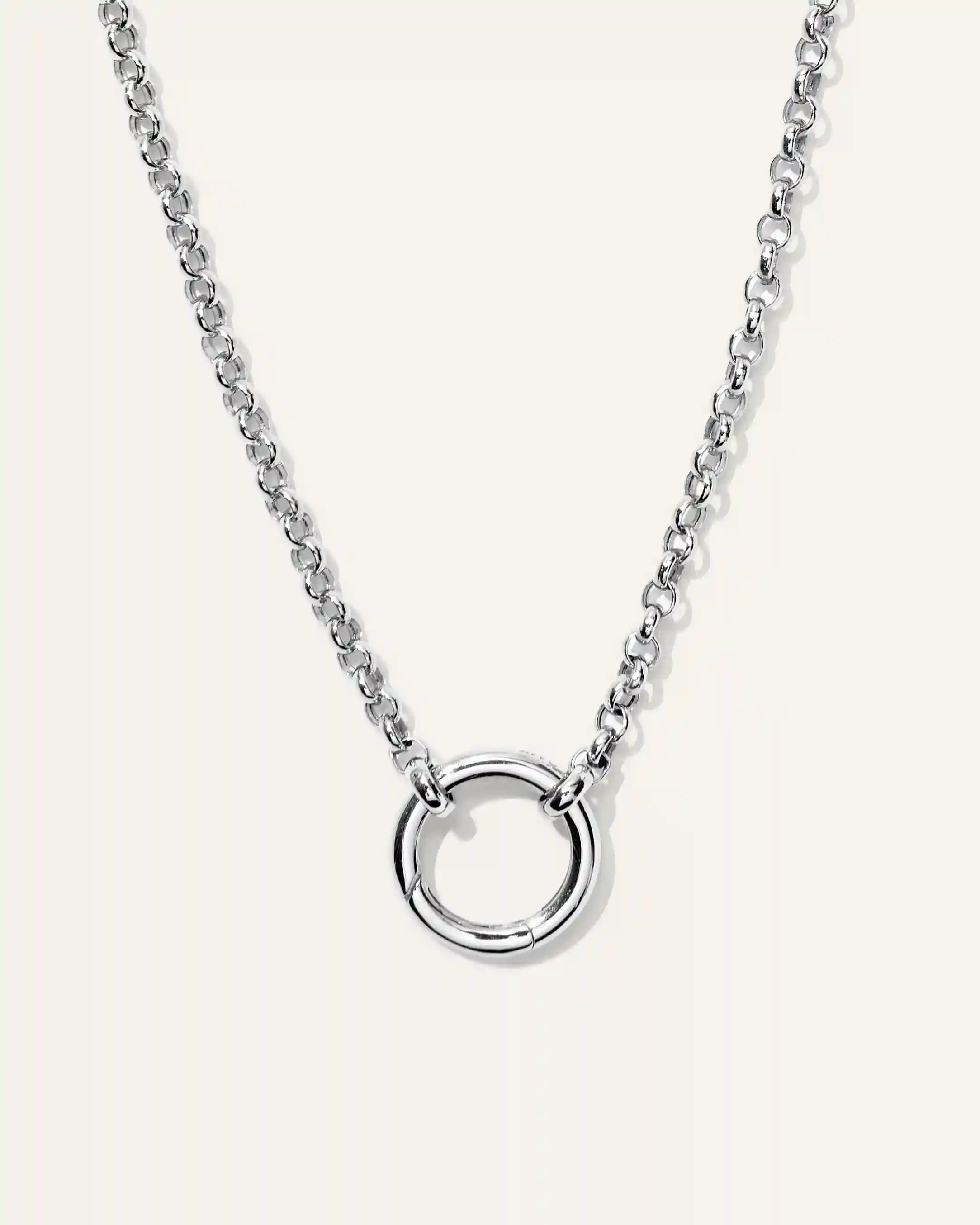 14K Gold Rolo Chain Charm Ring Necklace