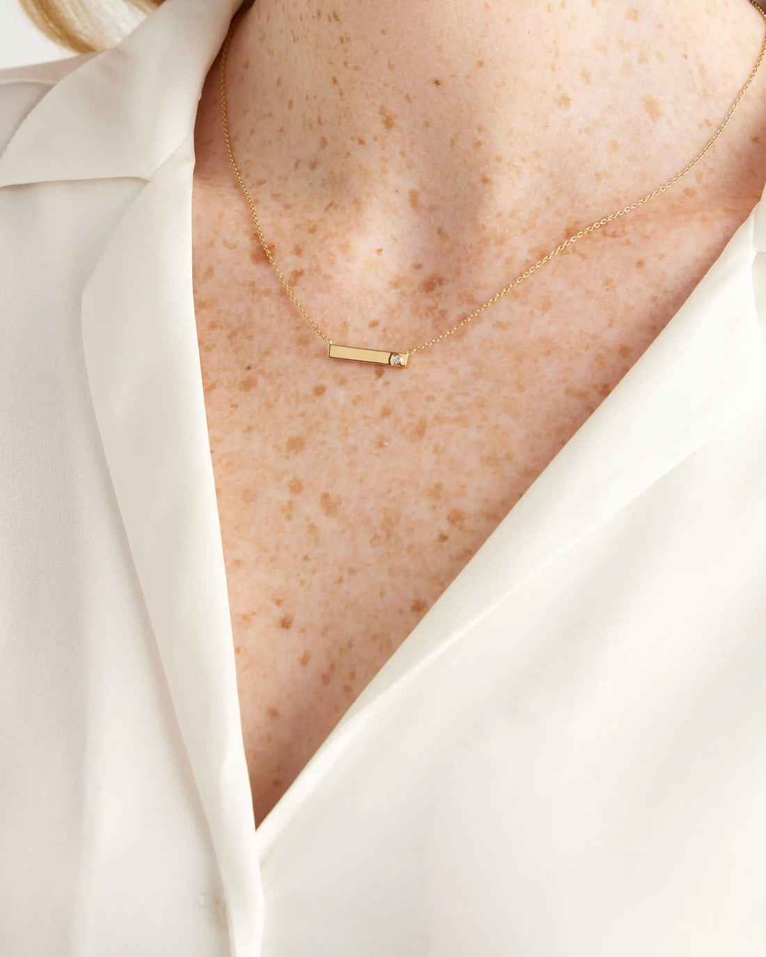 White Sapphire Bar Necklace