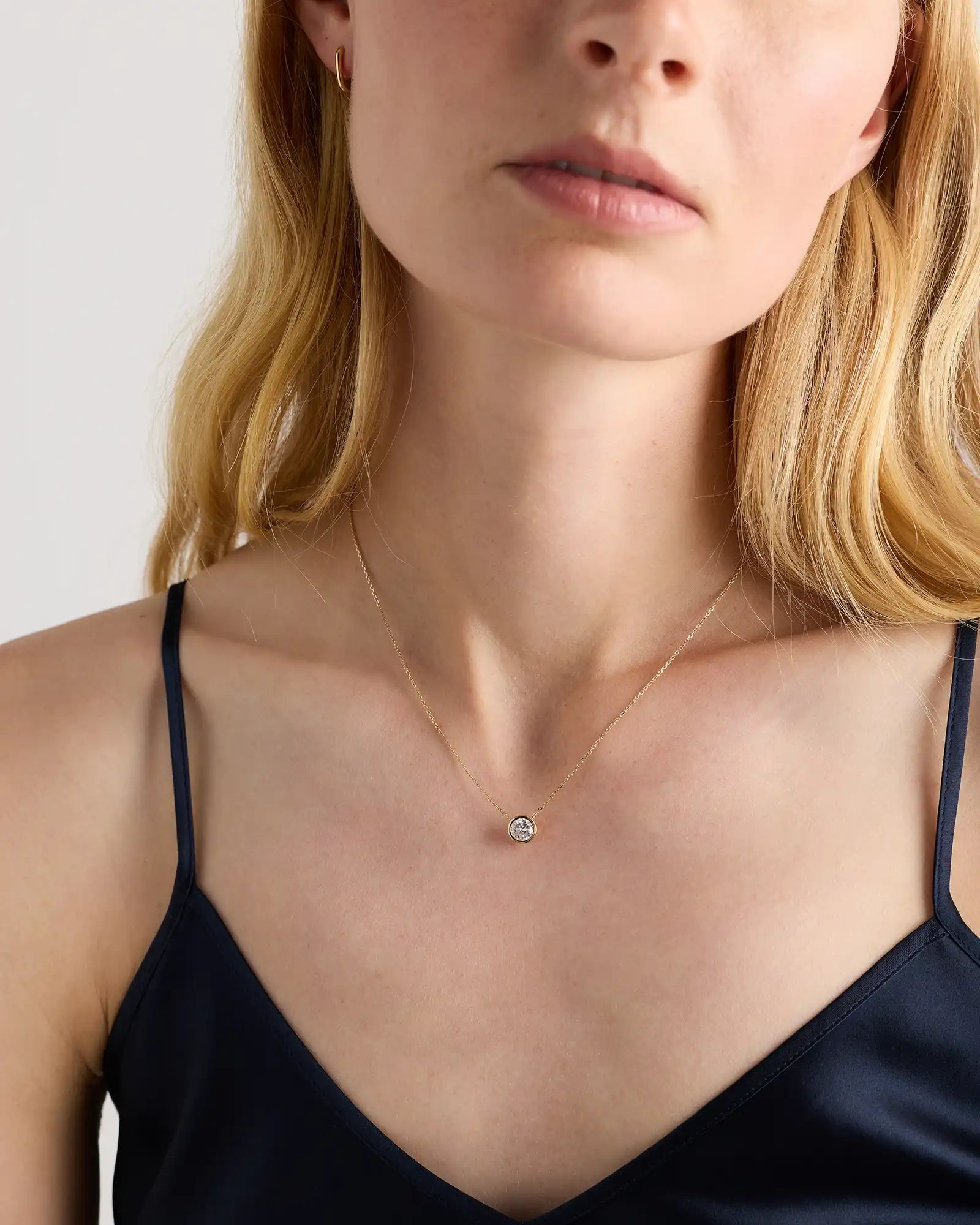14K Gold Lab Grown Diamond Bezel Necklace
