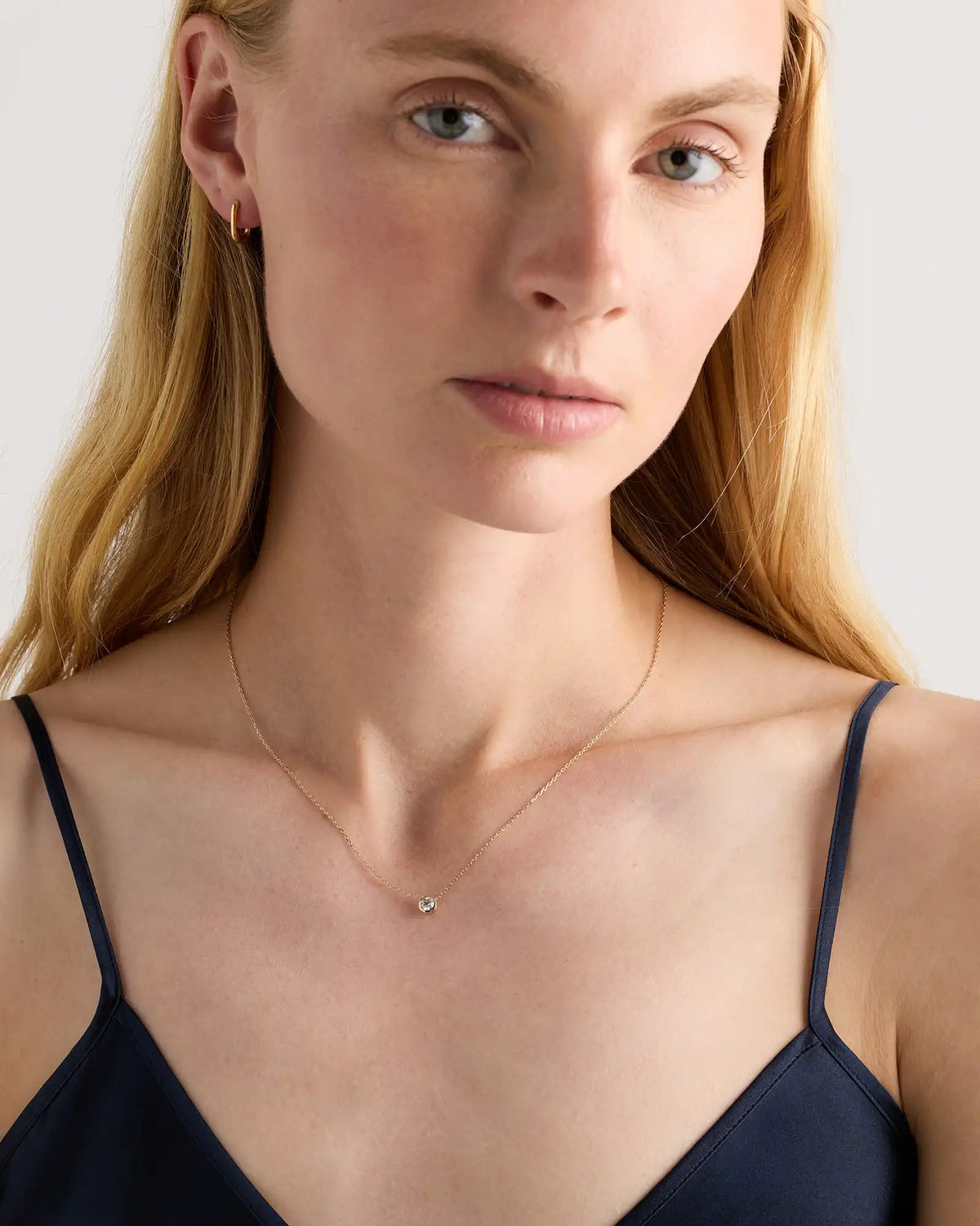 14K Gold Lab Grown Diamond Bezel Necklace
