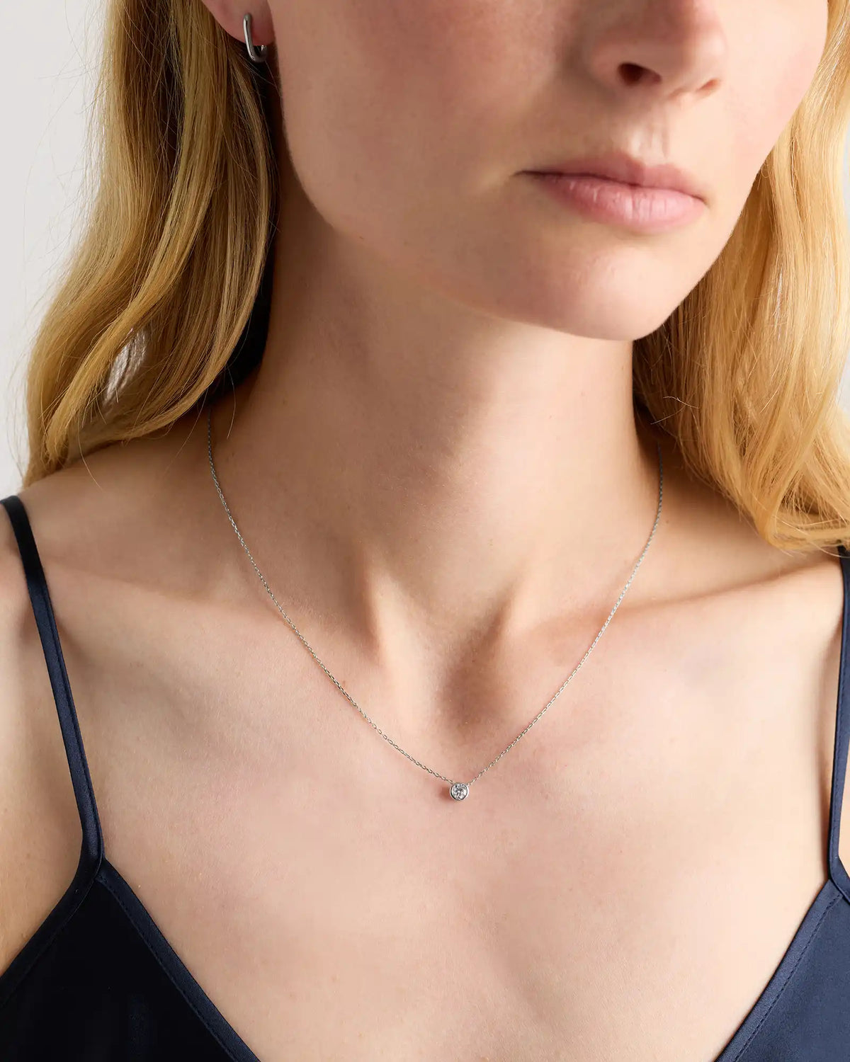 14K Gold Lab Grown Diamond Bezel Necklace