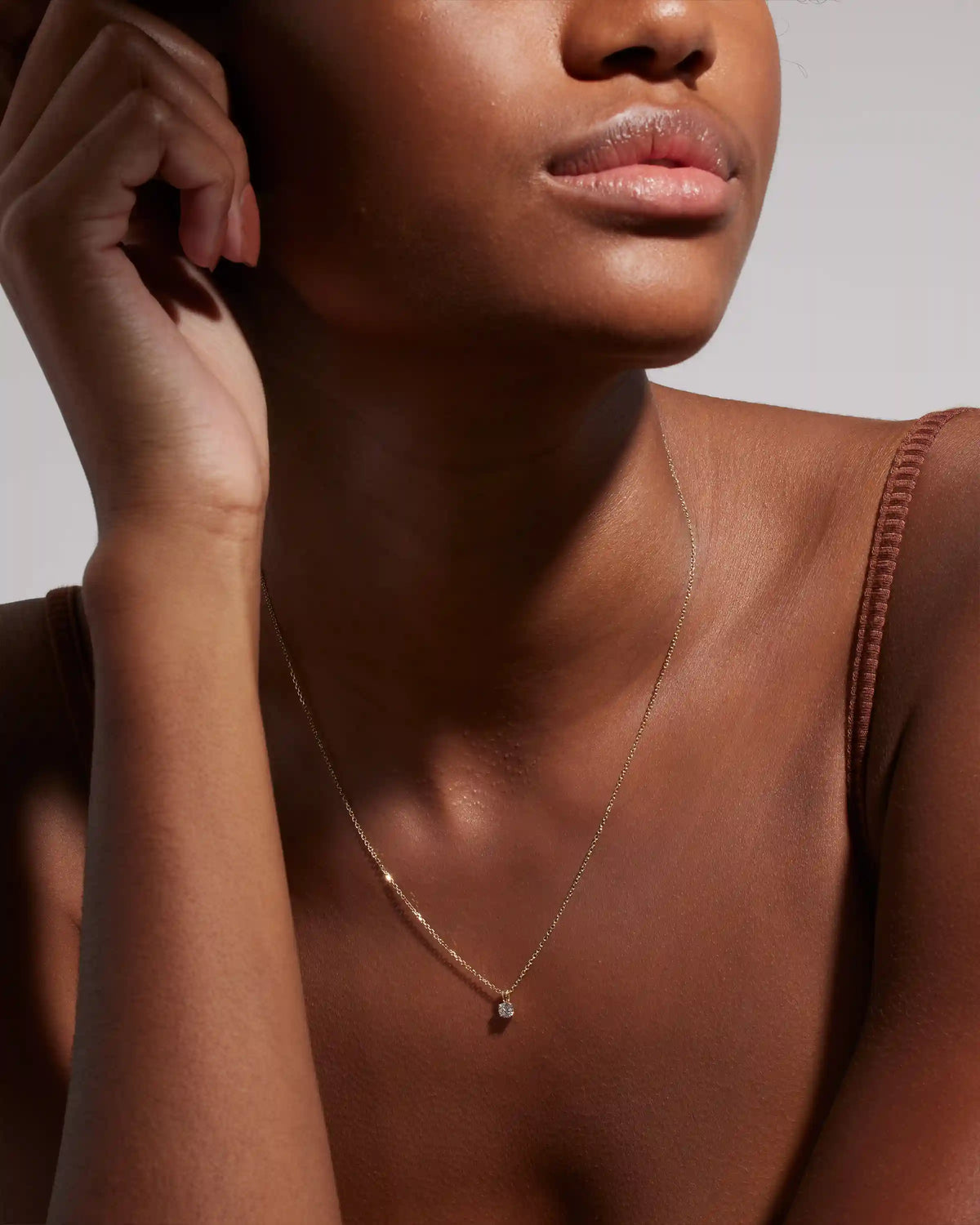 14k Gold Natural Diamond Solitaire Necklace