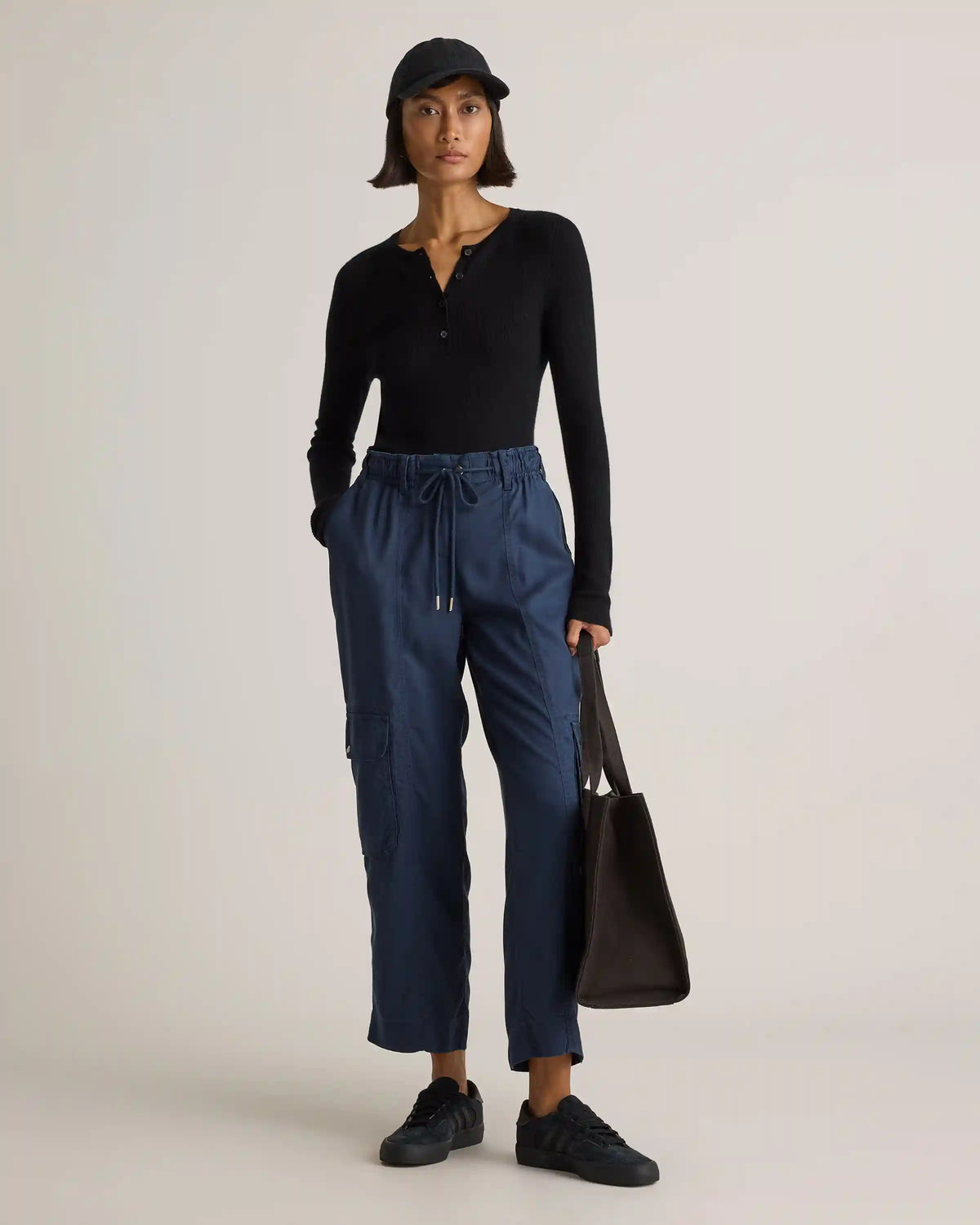 Vintage Wash Tencel Drawstring Cargo Pants