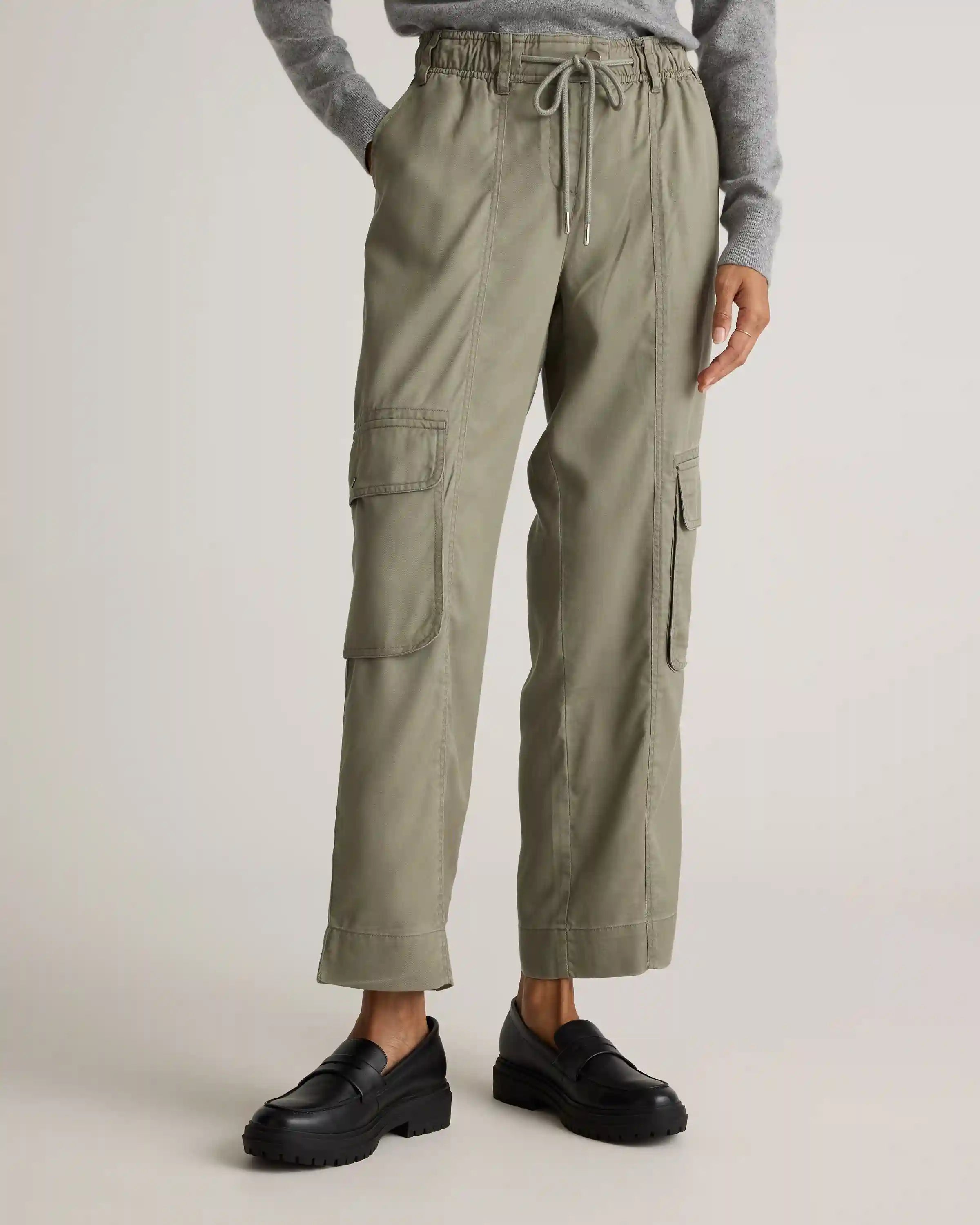 Vintage Wash Tencel Drawstring Cargo Pants