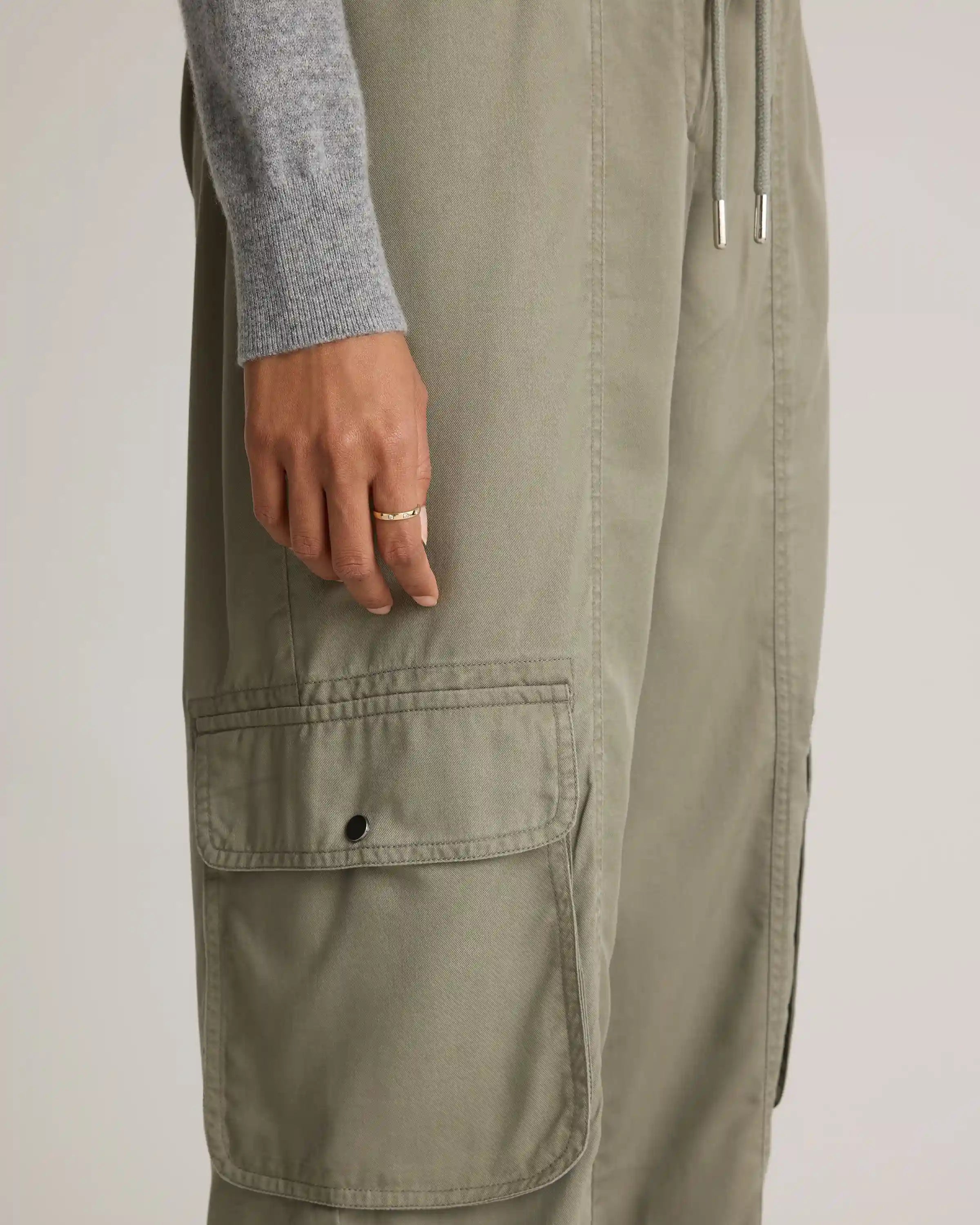 Vintage Wash Tencel Drawstring Cargo Pants