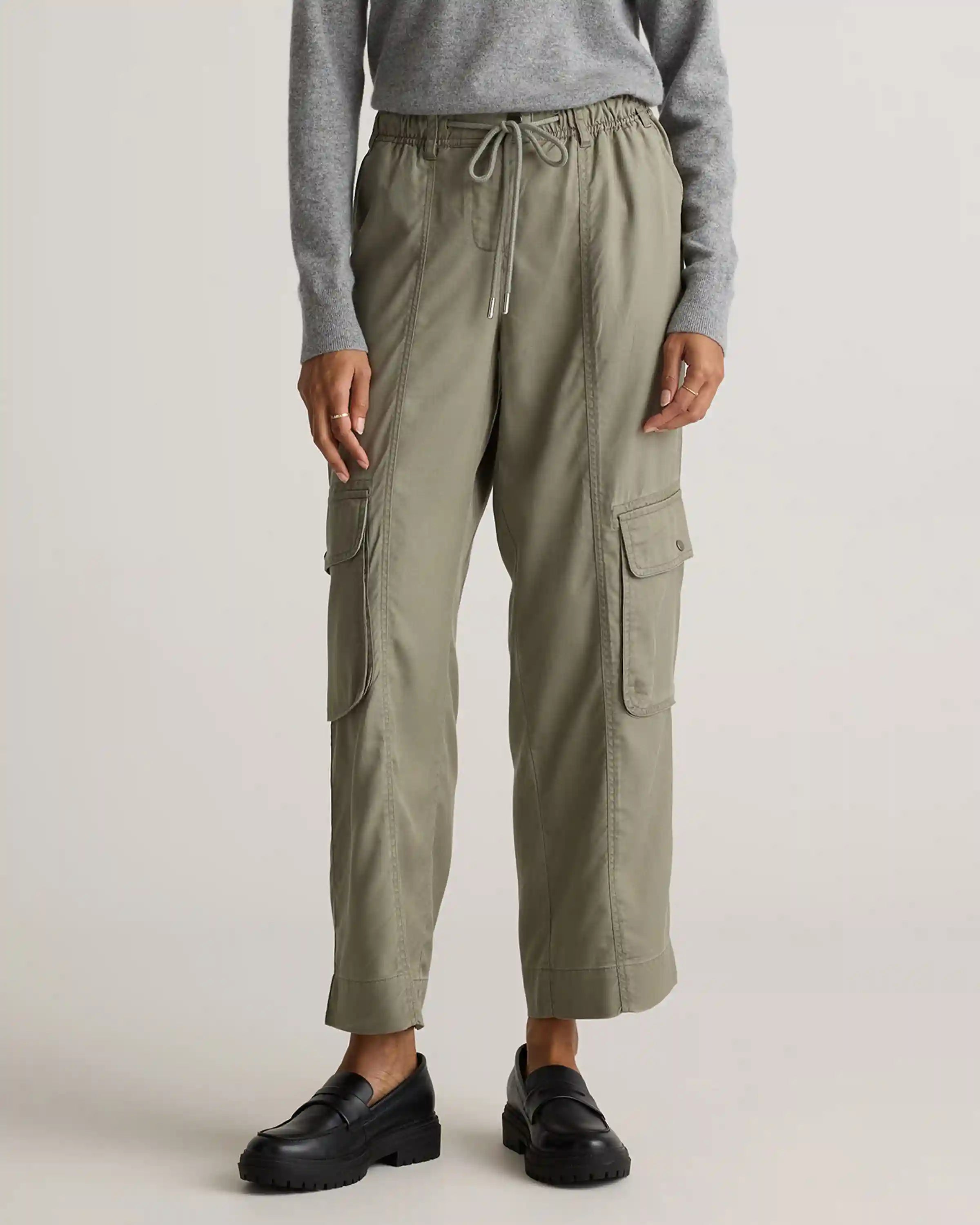 Vintage Wash Tencel Drawstring Cargo Pants