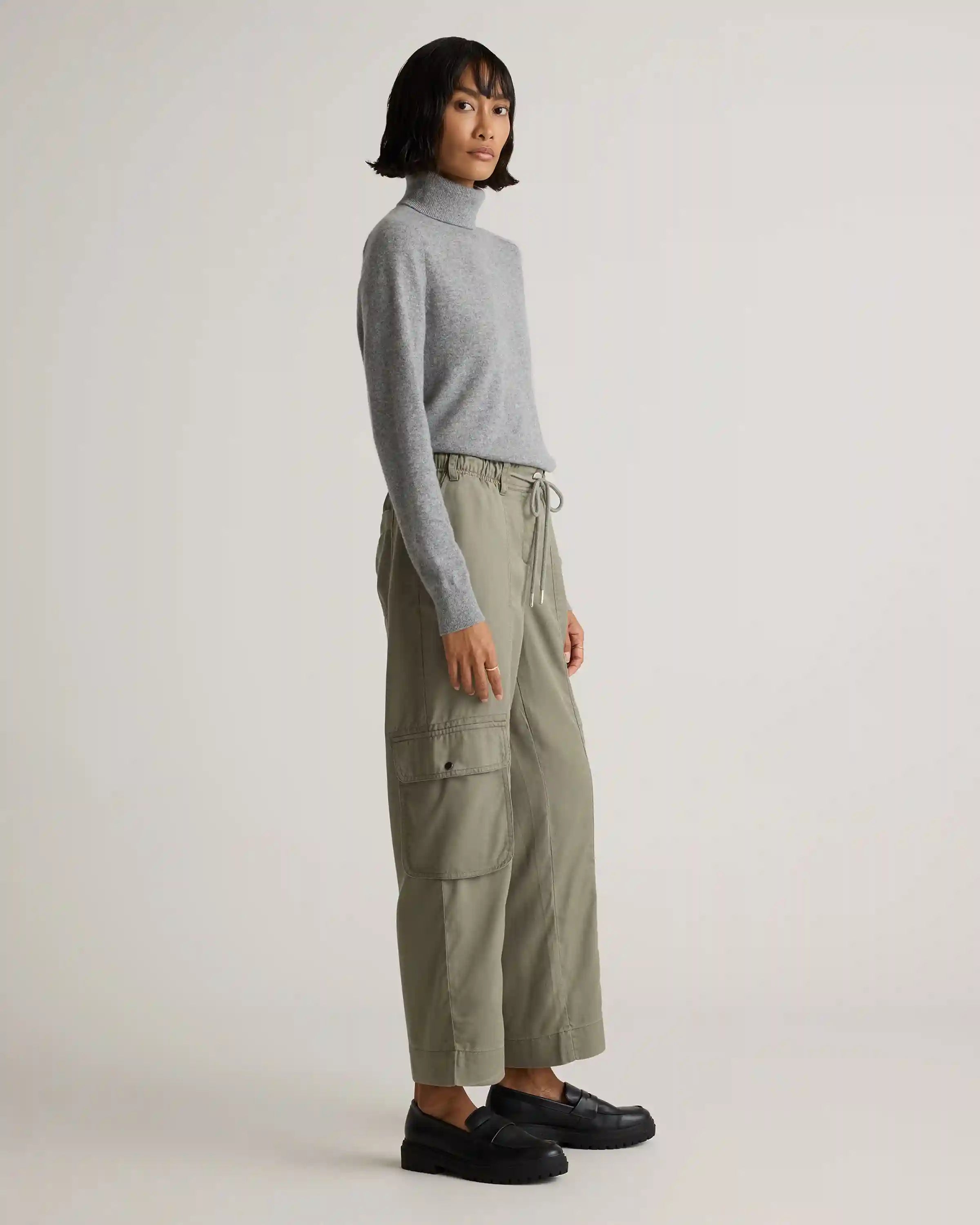 Vintage Wash Tencel Drawstring Cargo Pants