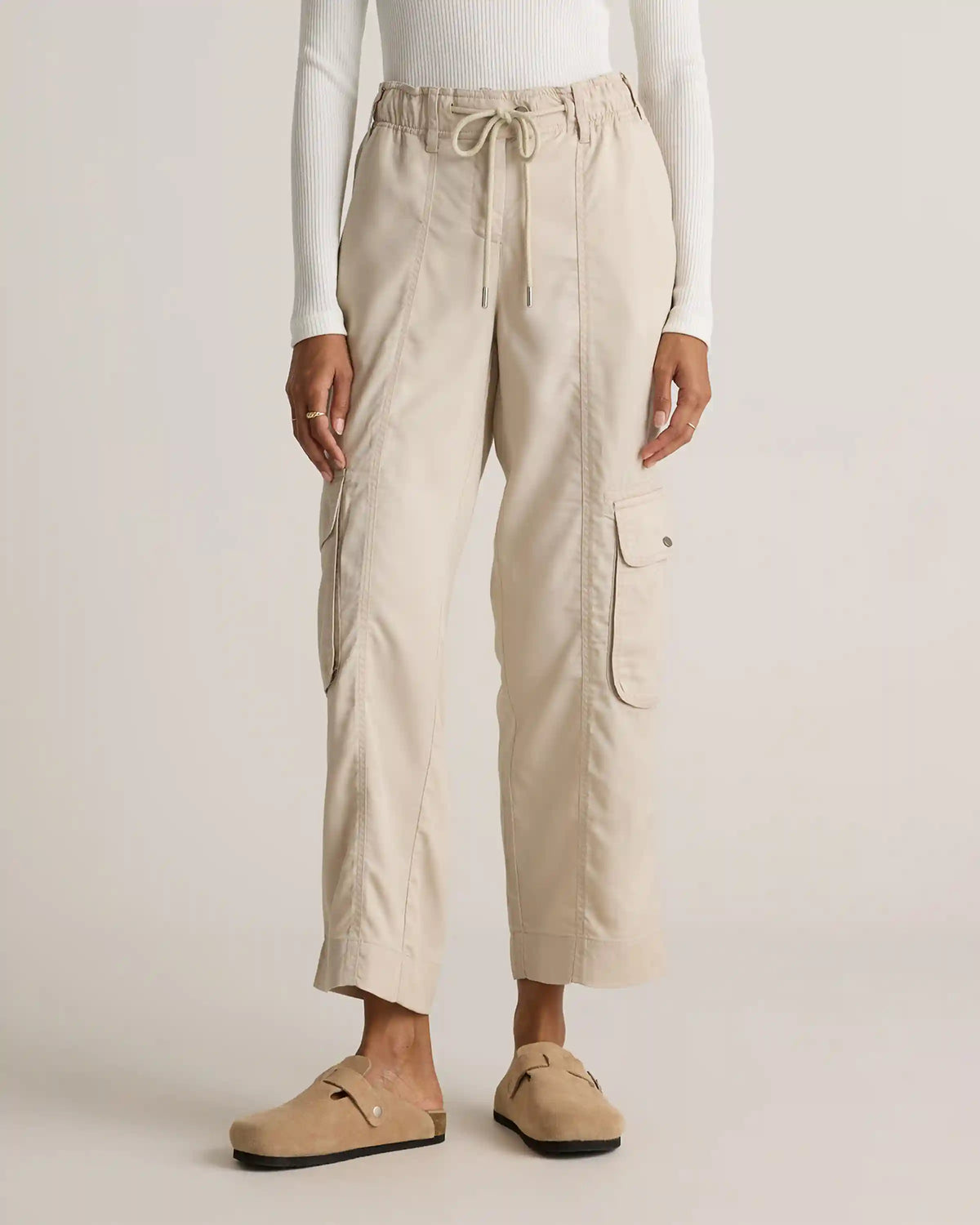 Vintage Wash Tencel Drawstring Cargo Pants