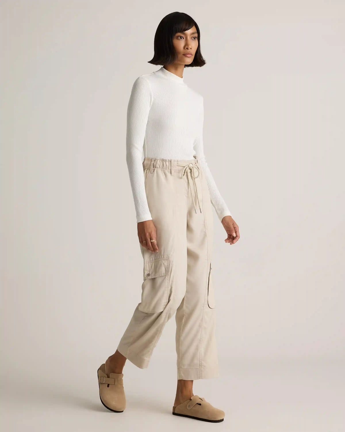 Vintage Wash Tencel Drawstring Cargo Pants