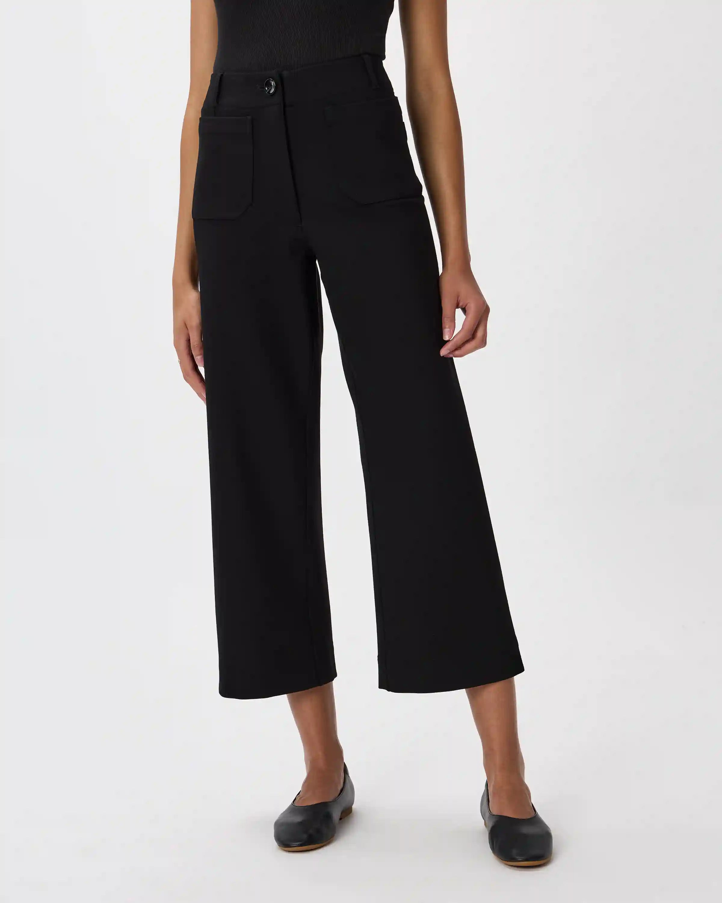 Ultra-Stretch Ponte Cropped Wide Leg Pants