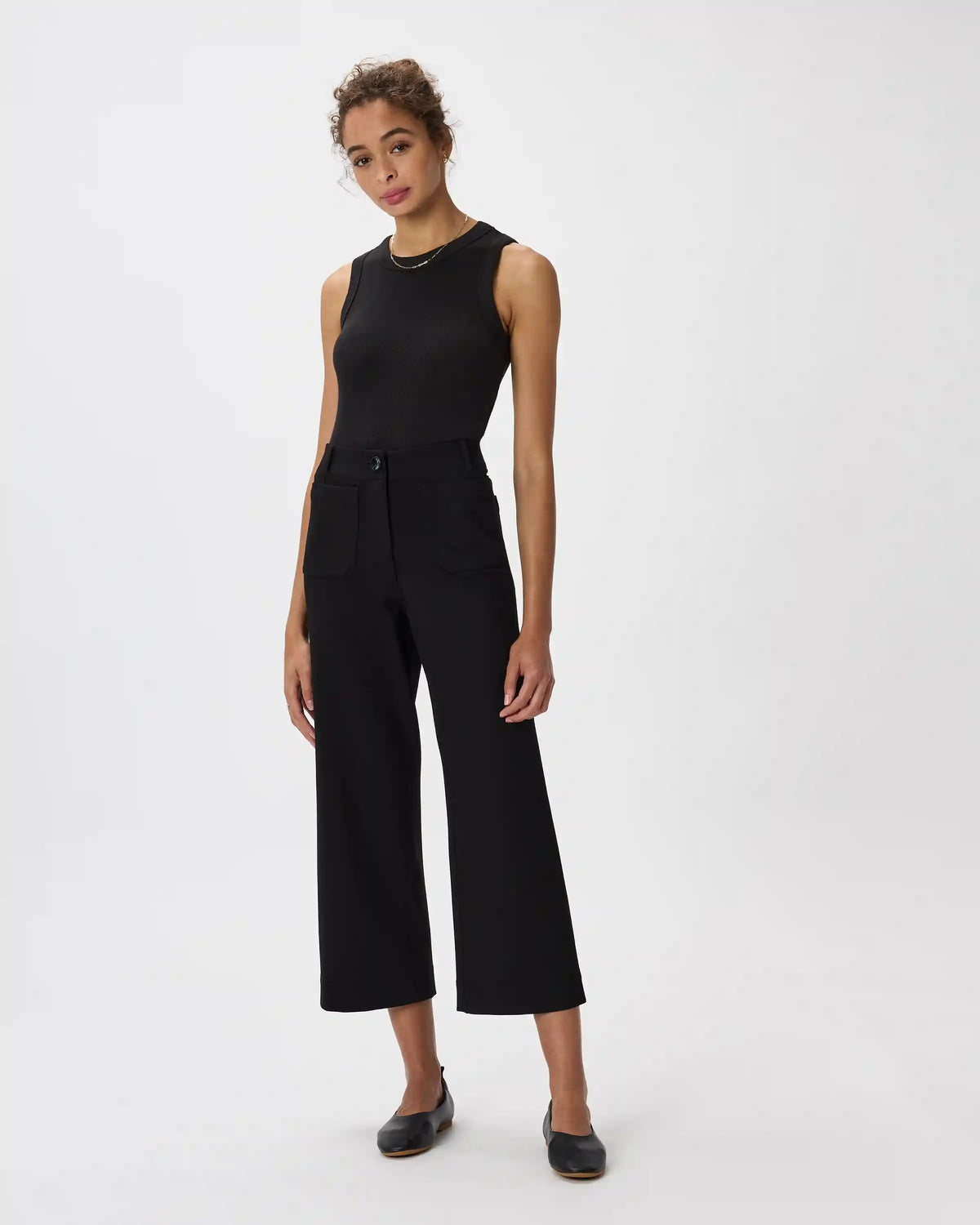 Ultra-Stretch Ponte Cropped Wide Leg Pants