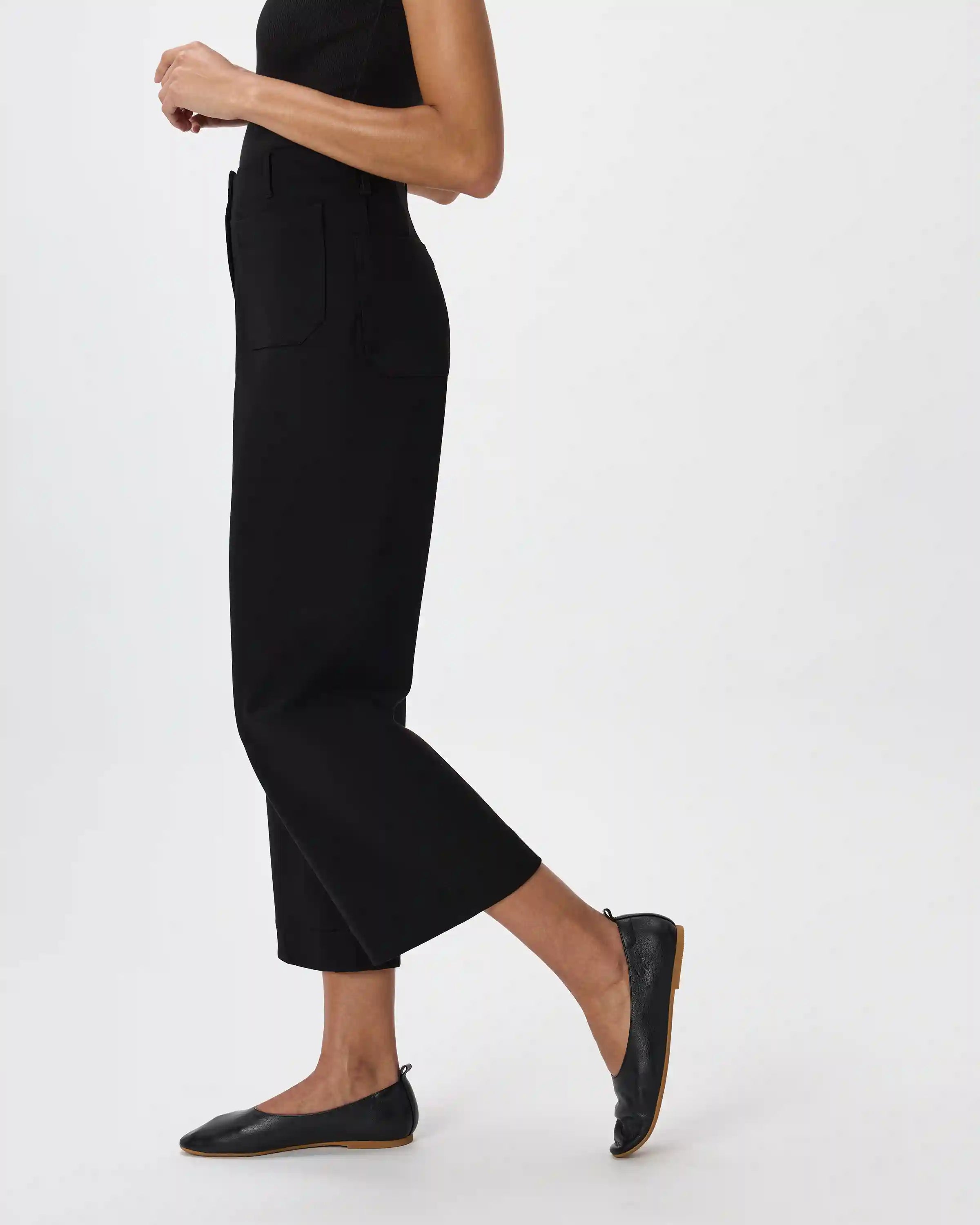 Ultra-Stretch Ponte Cropped Wide Leg Pants