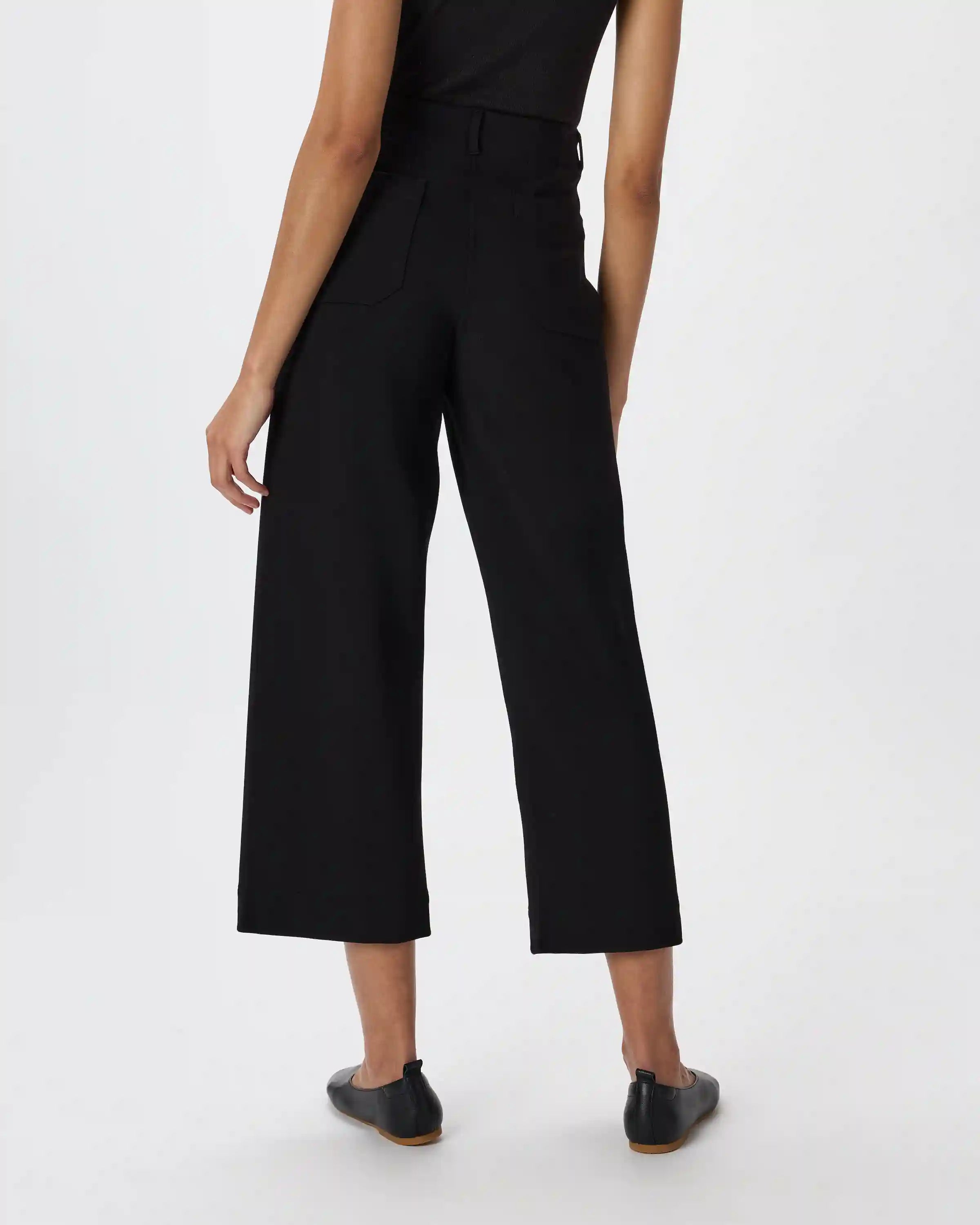 Ultra-Stretch Ponte Cropped Wide Leg Pants