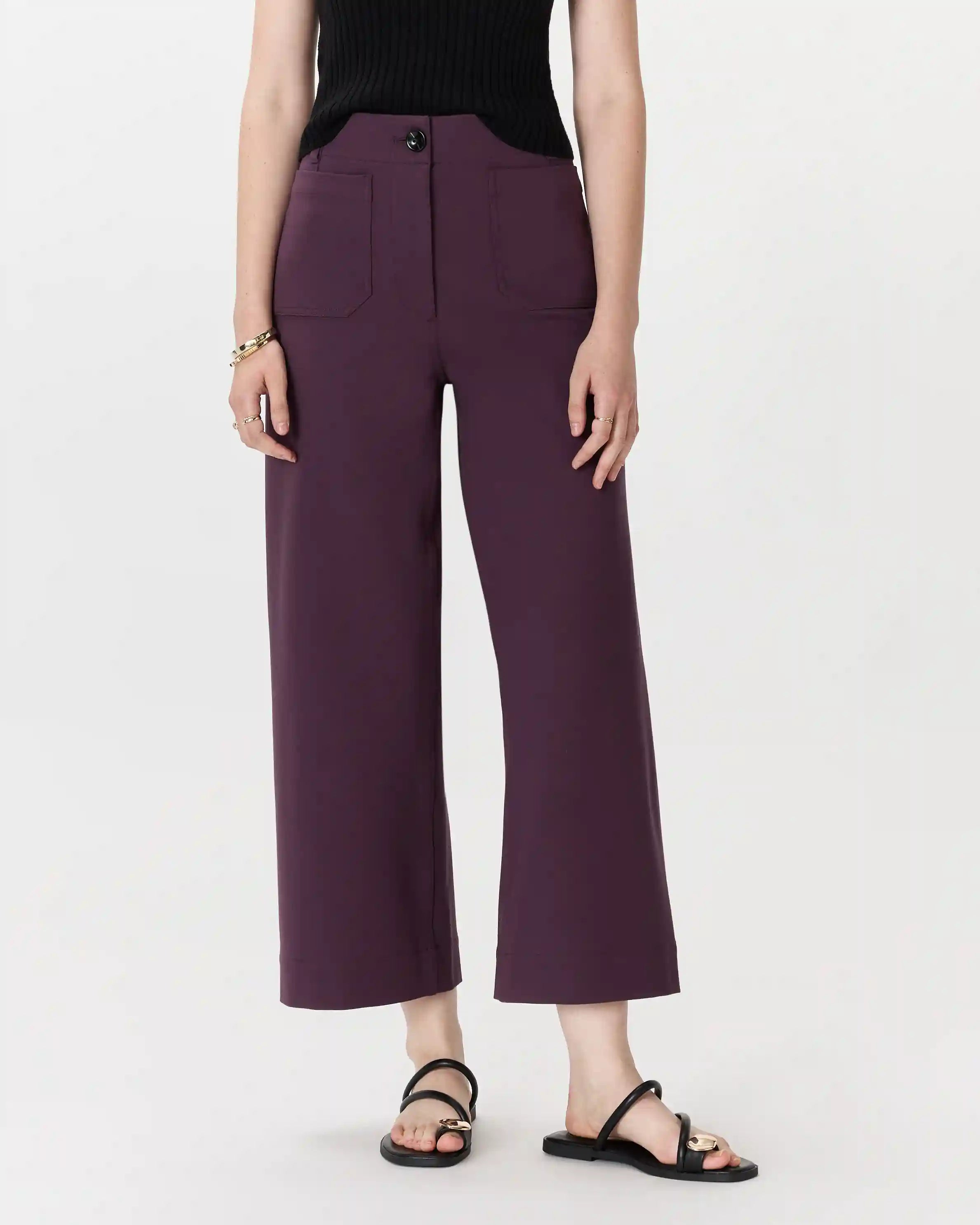 Ultra-Stretch Ponte Cropped Wide Leg Pants