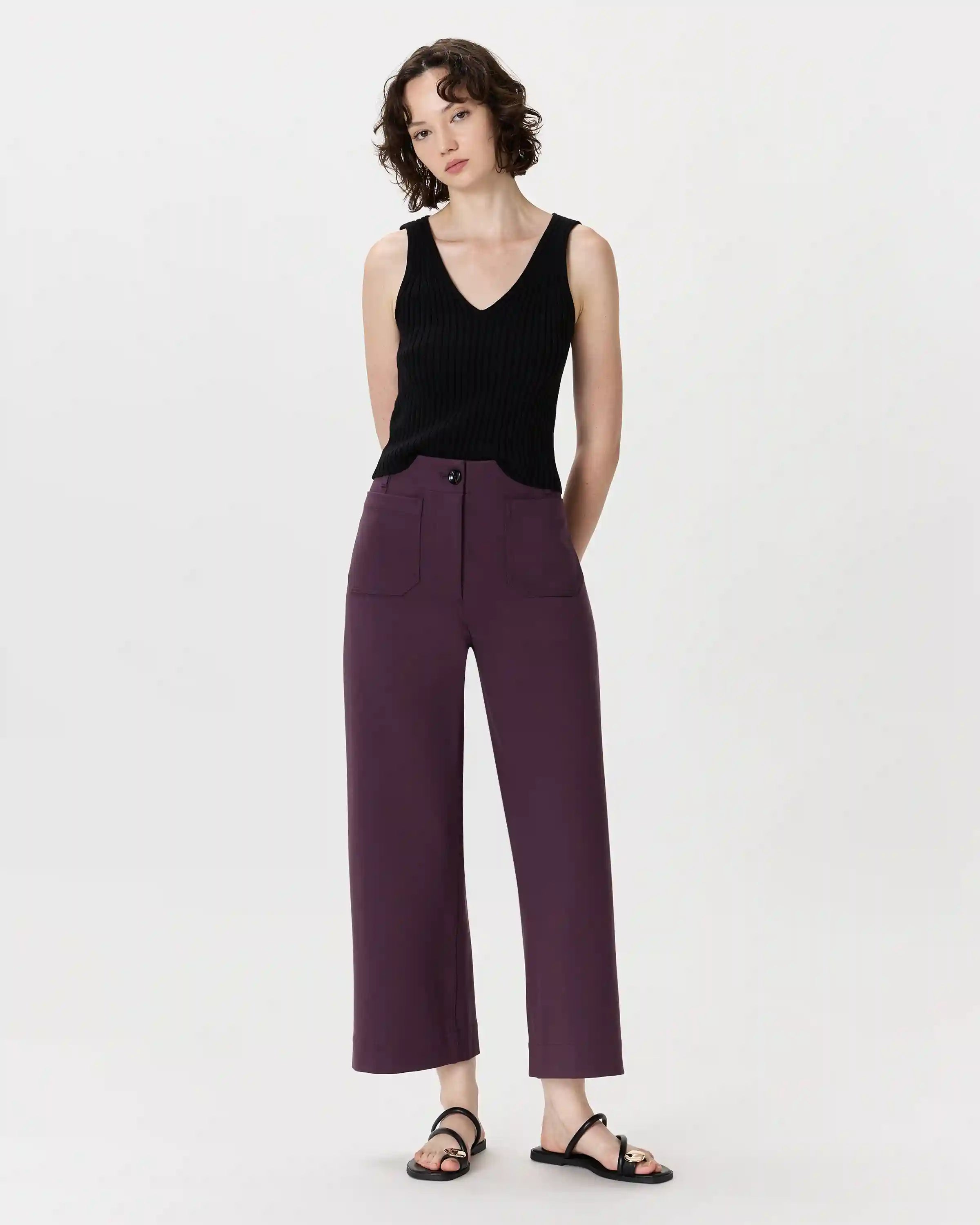 Ultra-Stretch Ponte Cropped Wide Leg Pants