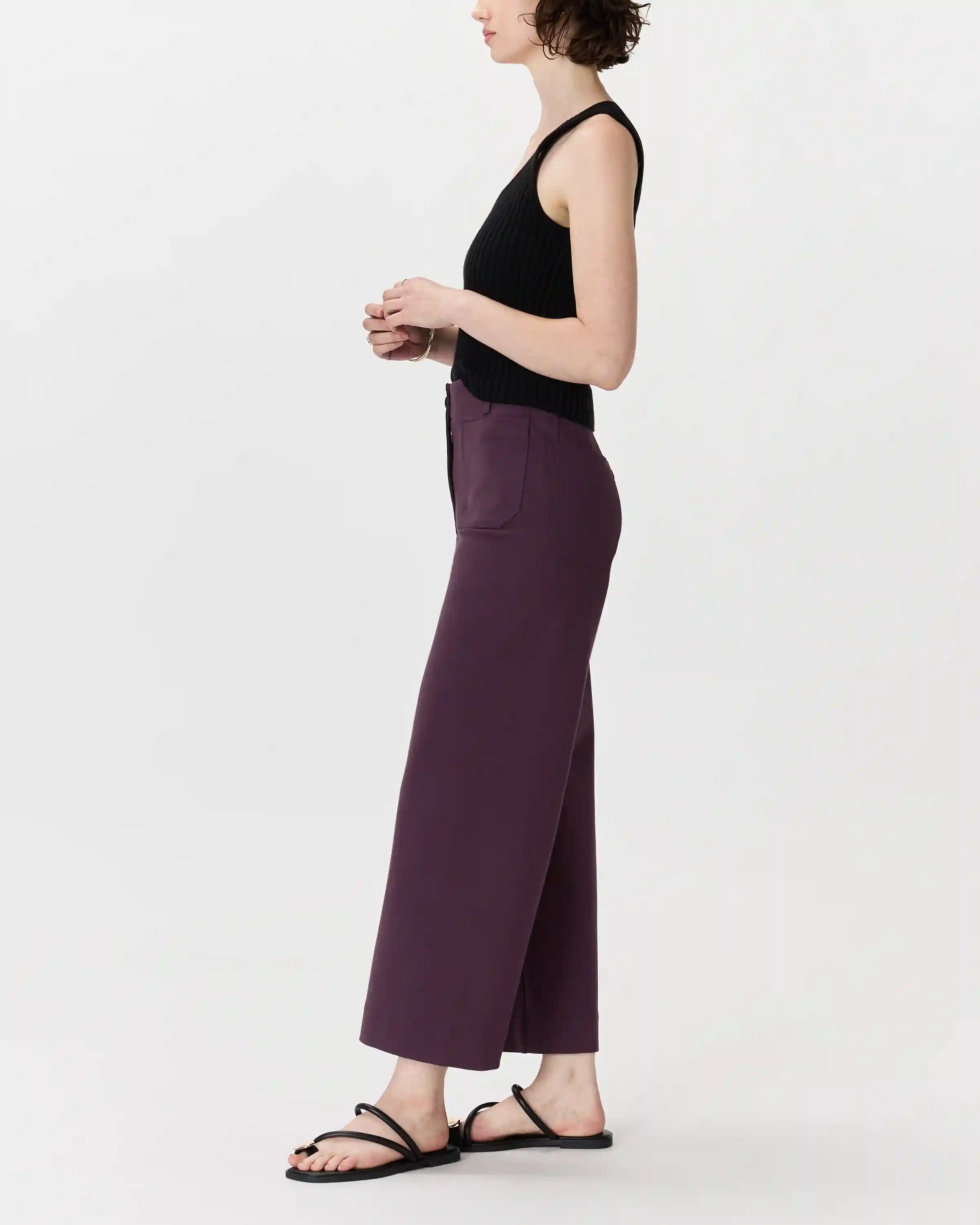 Ultra-Stretch Ponte Cropped Wide Leg Pants