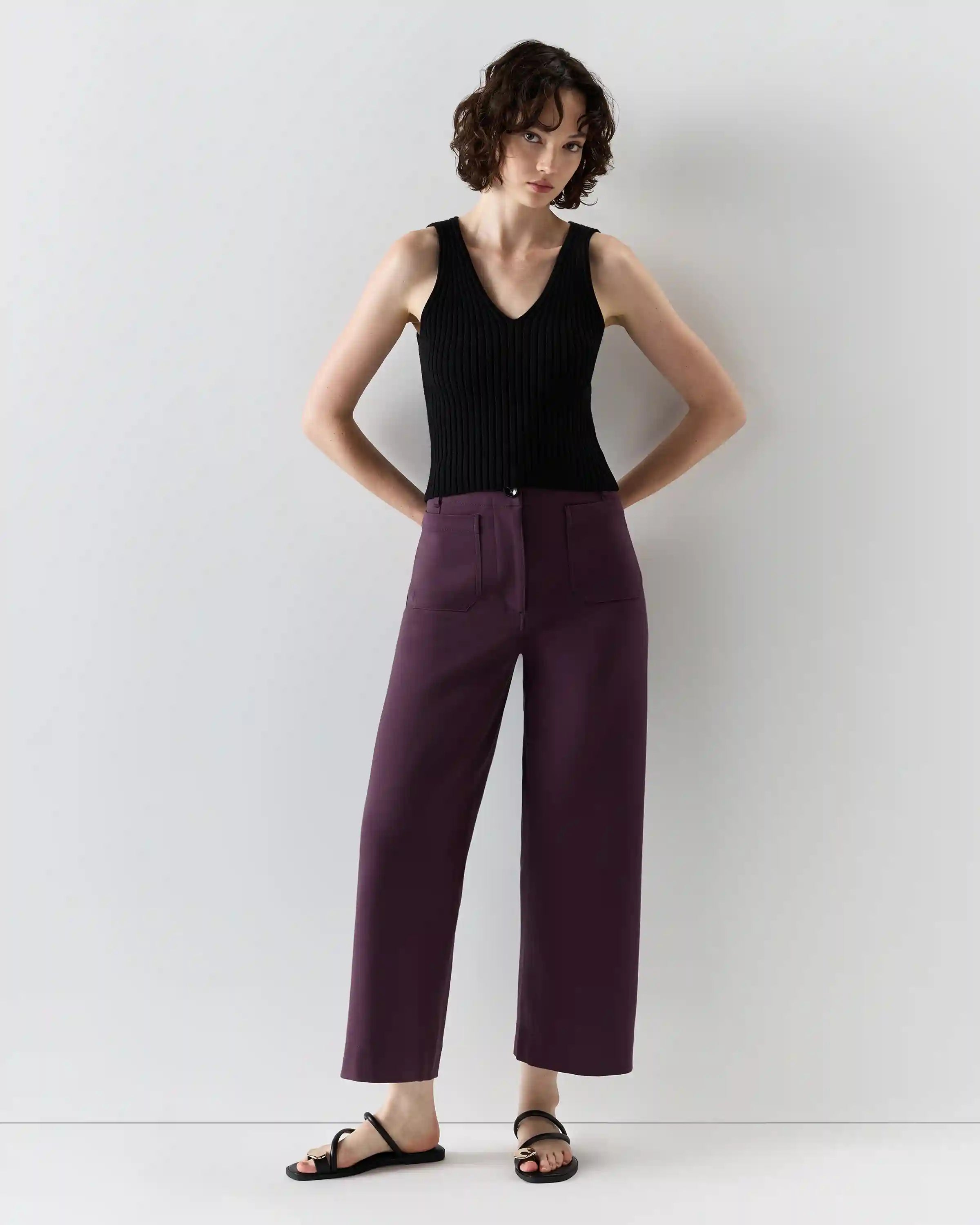 Ultra-Stretch Ponte Cropped Wide Leg Pants