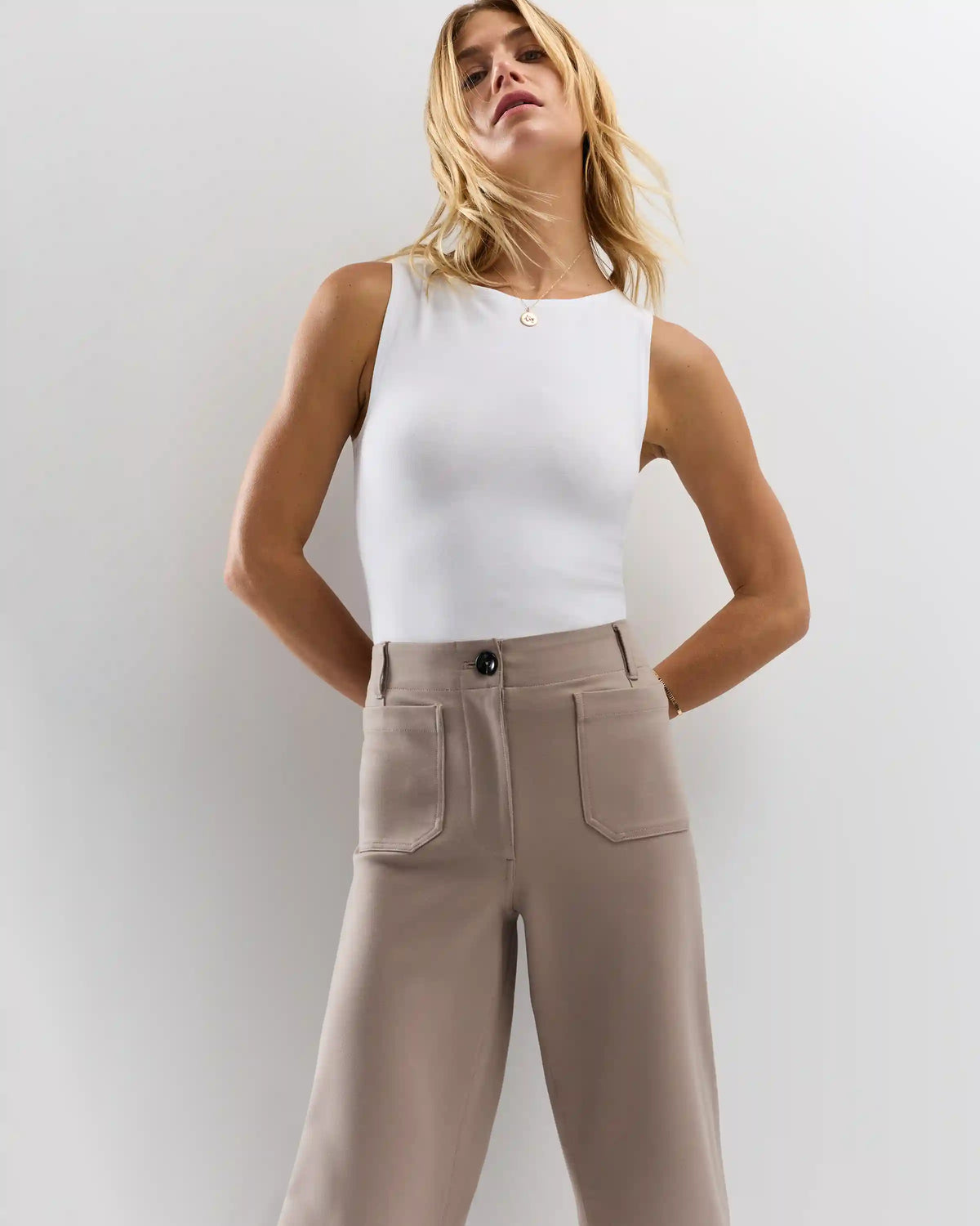 Ultra-Stretch Ponte Cropped Wide Leg Pants
