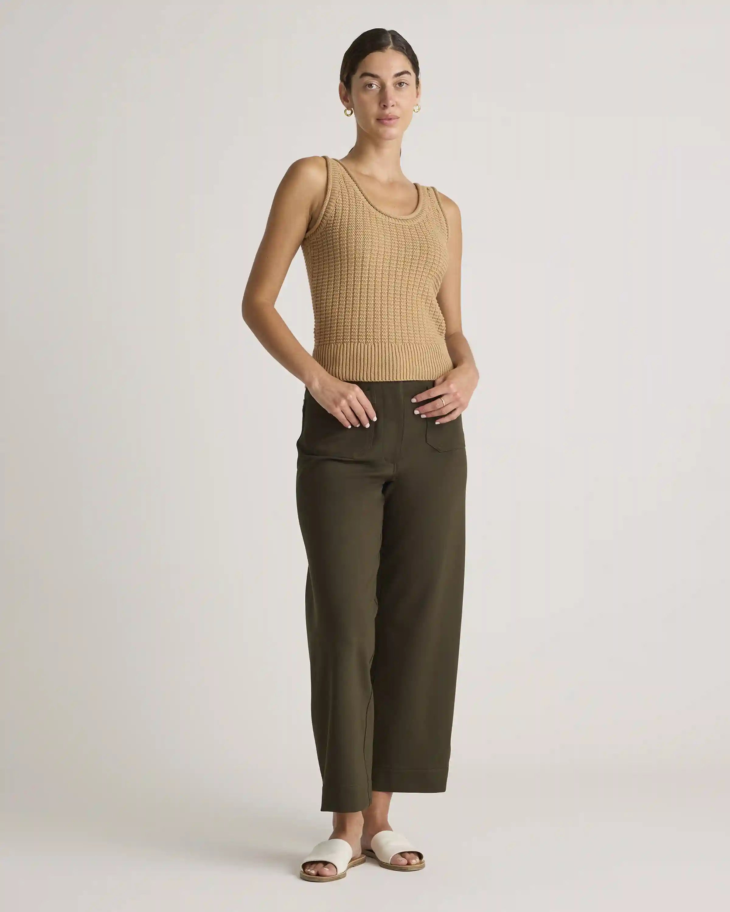 Ultra-Stretch Ponte Cropped Wide Leg Pants