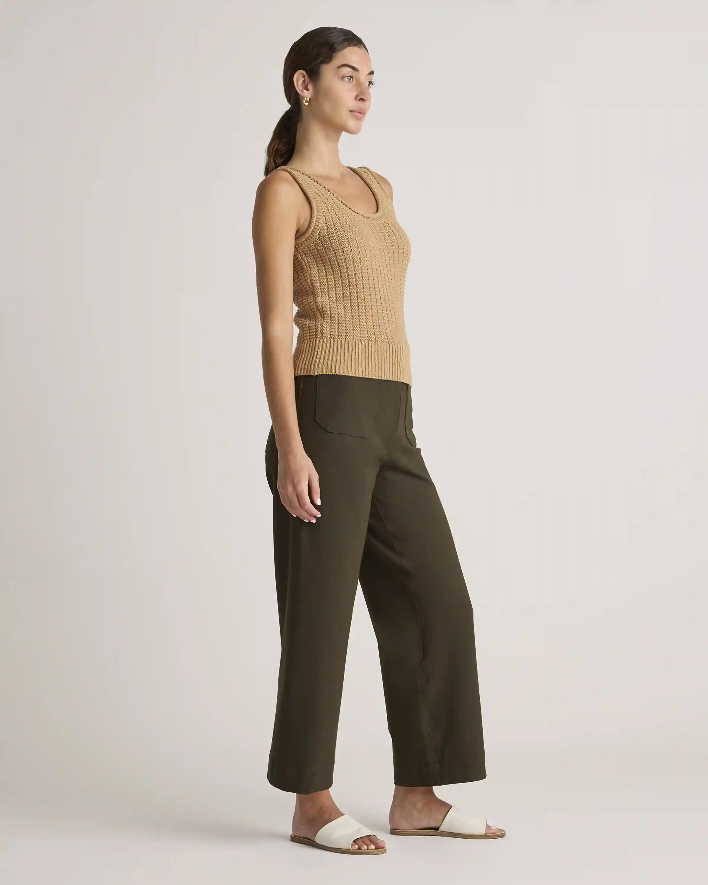 Ultra-Stretch Ponte Cropped Wide Leg Pants