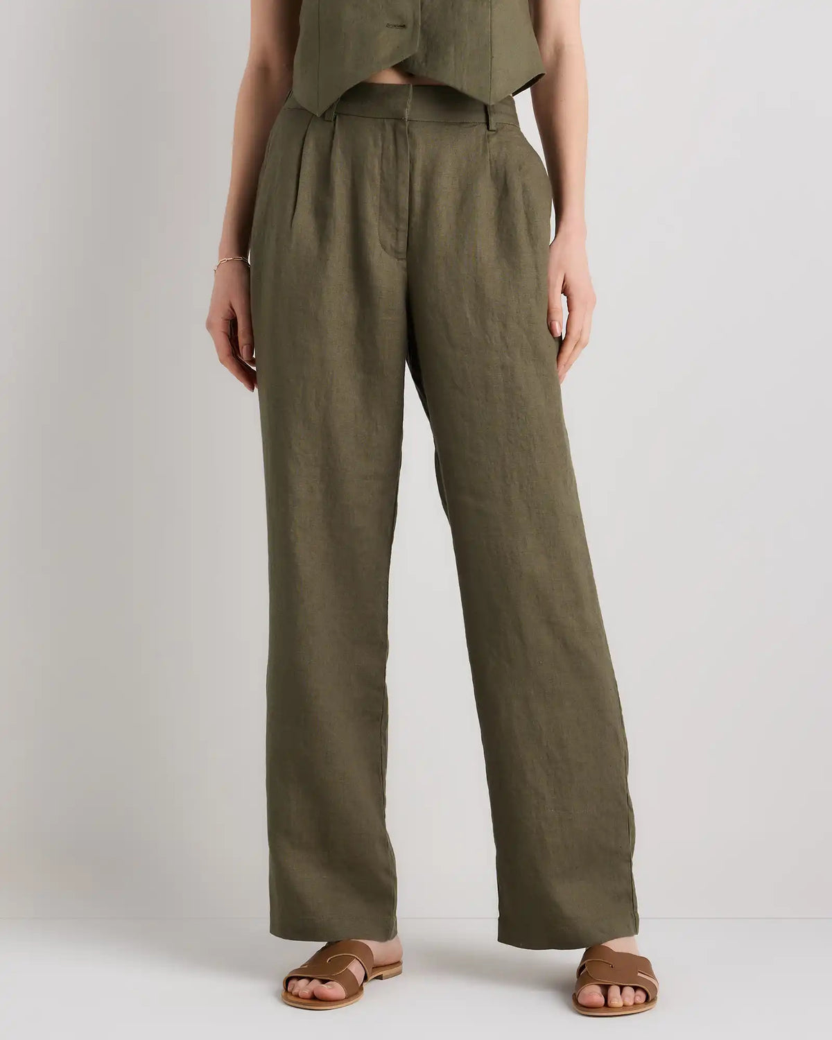 100% European Linen Pleated Trouser
