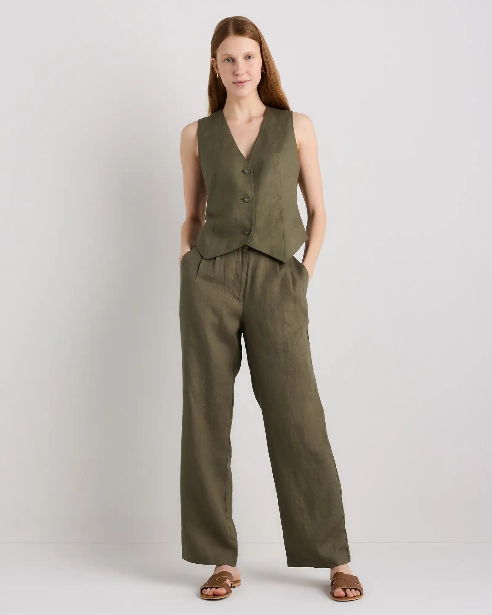 100% European Linen Pleated Trouser