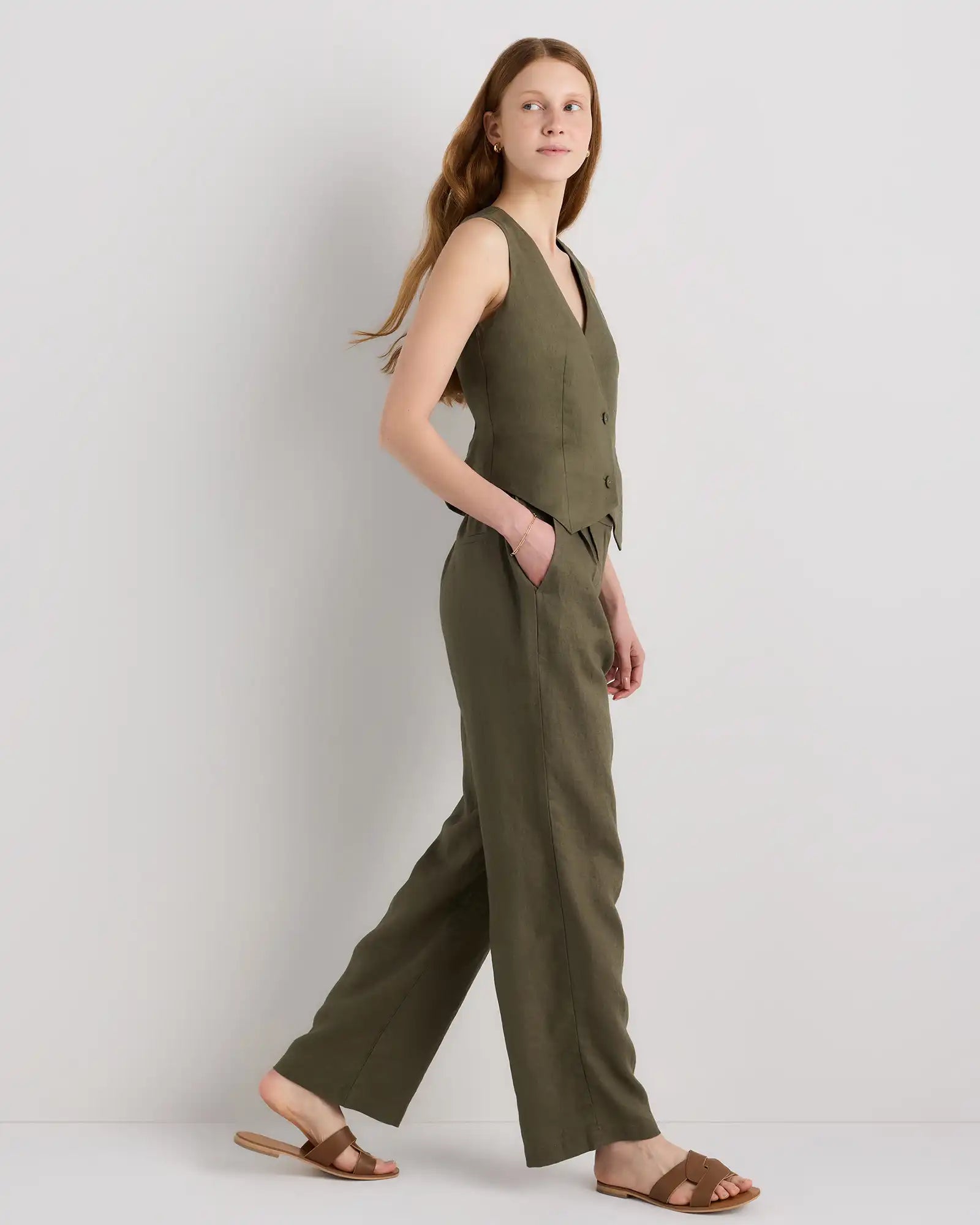100% European Linen Pleated Trouser