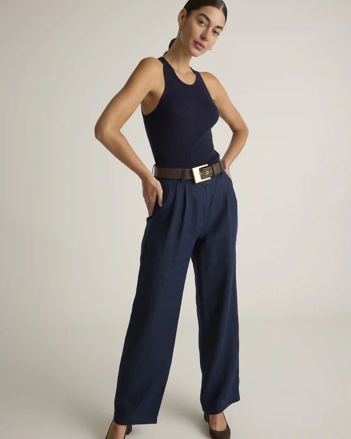 100% European Linen Pleated Trouser