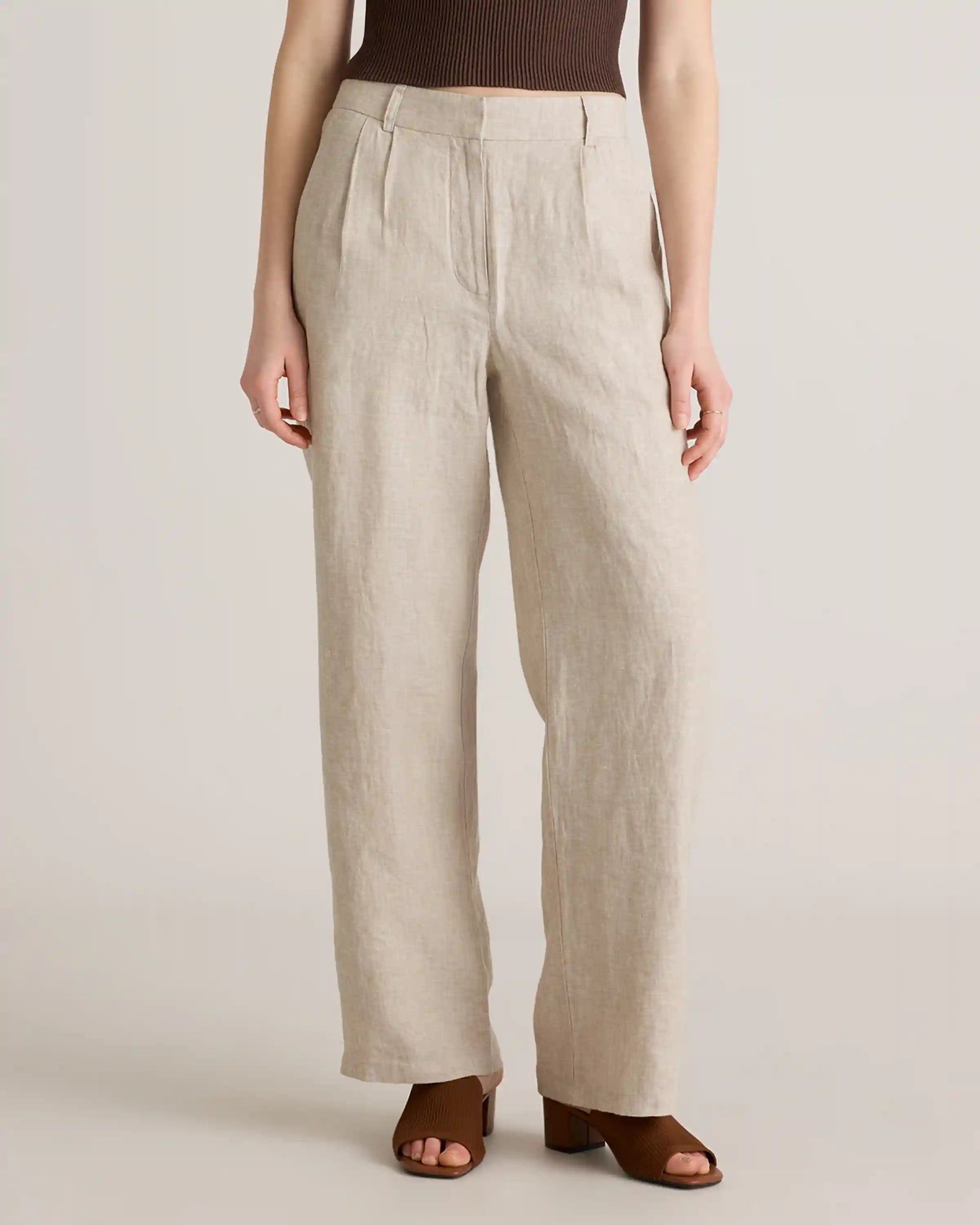 100% European Linen Pleated Trouser