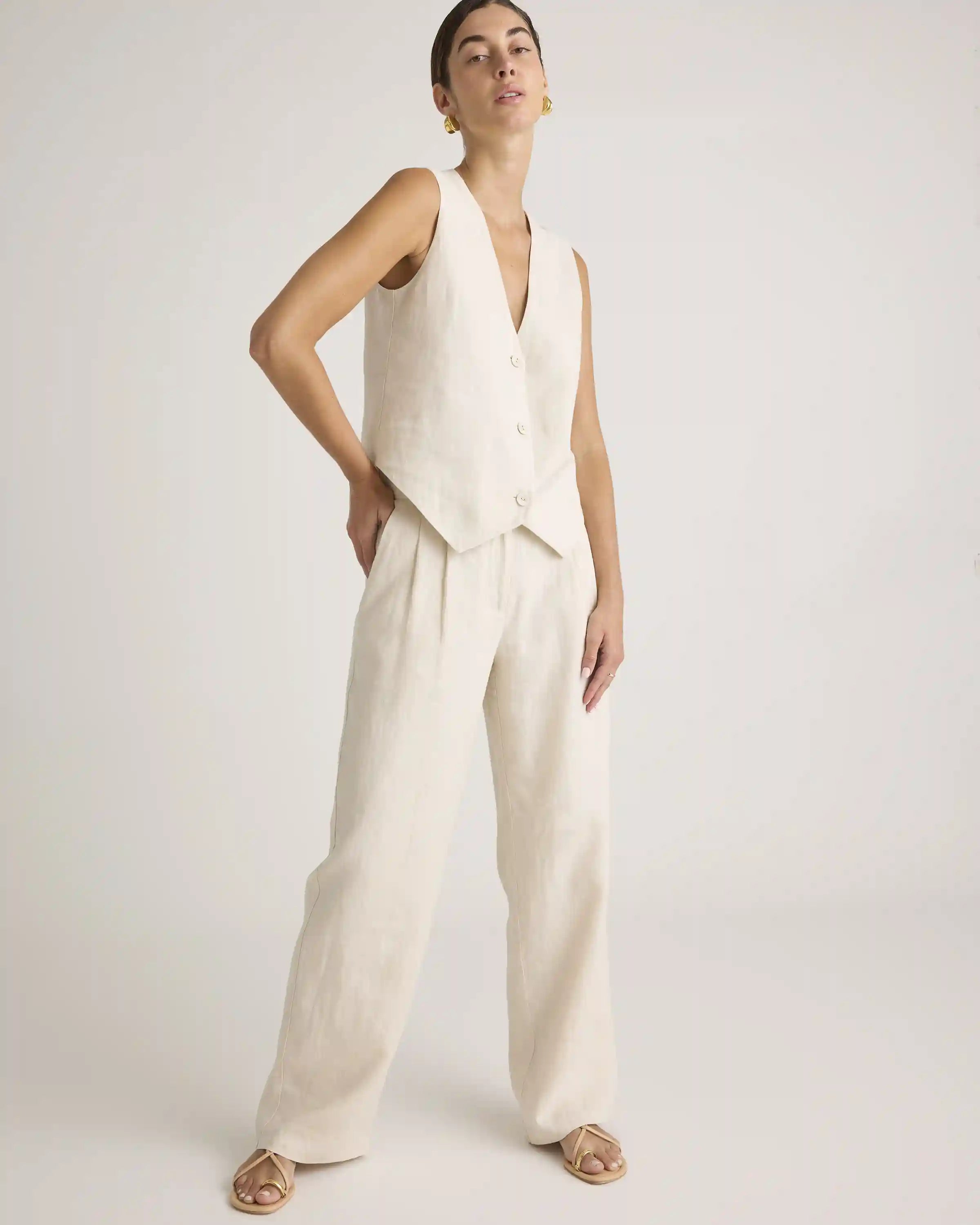 100% European Linen Pleated Trouser