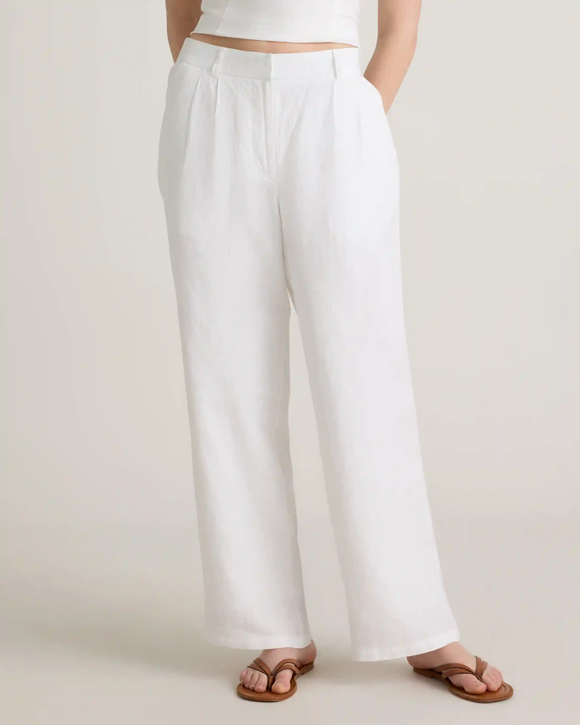 100% European Linen Pleated Trouser