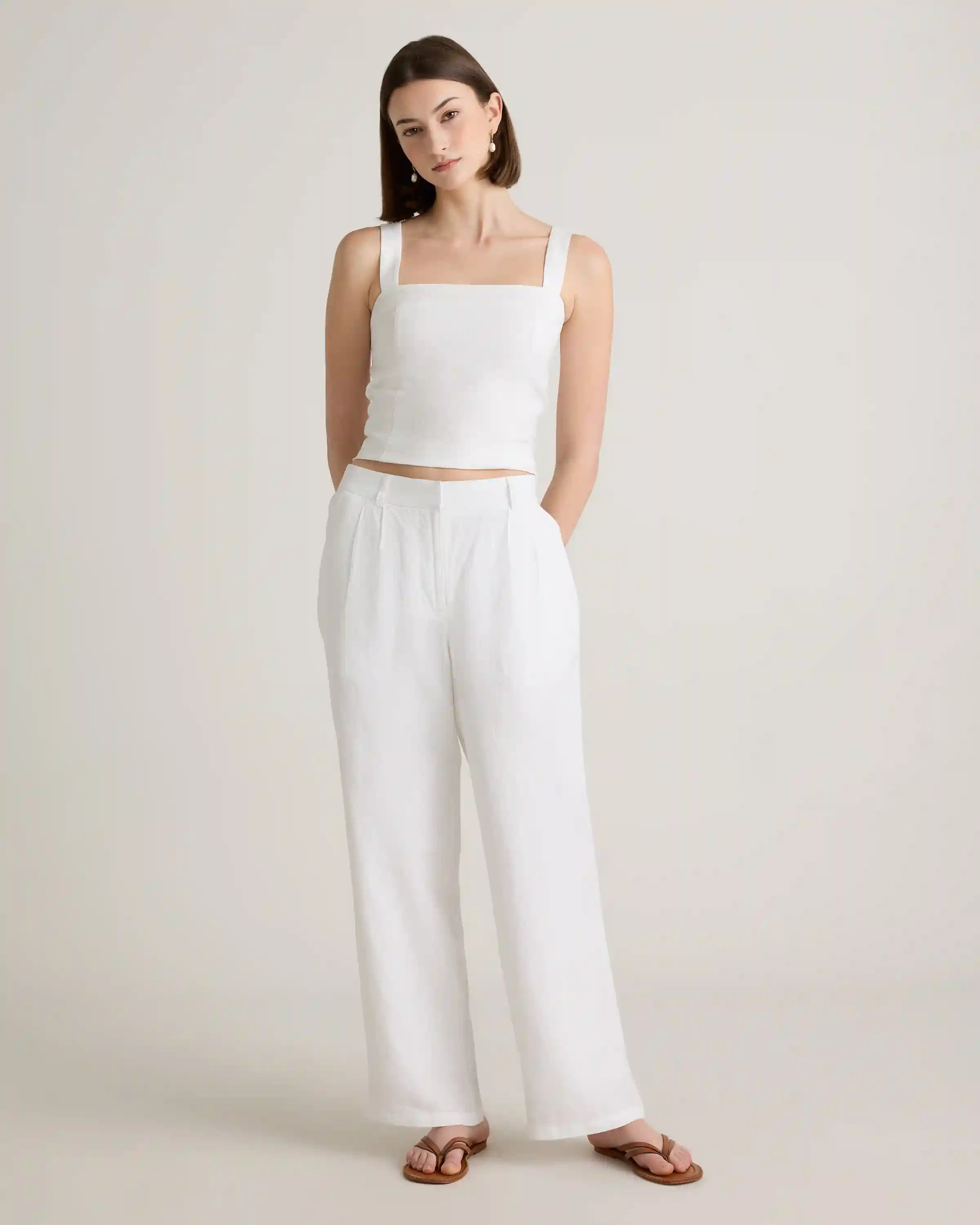 100% European Linen Pleated Trouser