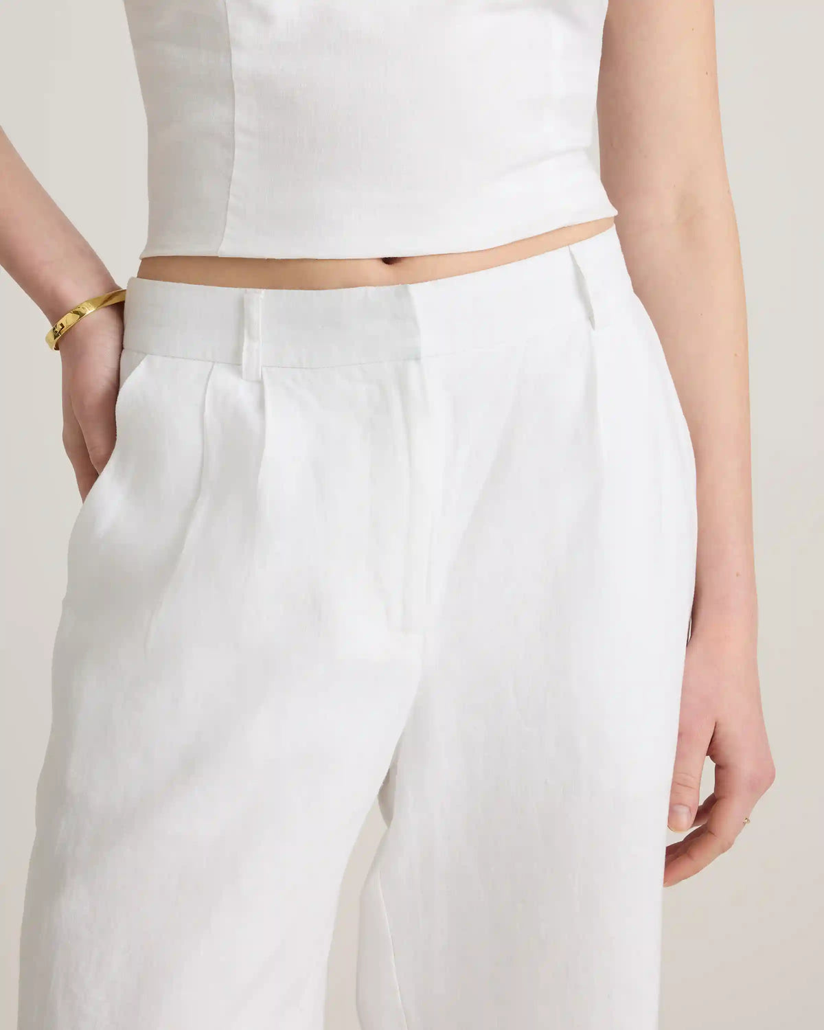 100% European Linen Pleated Trouser