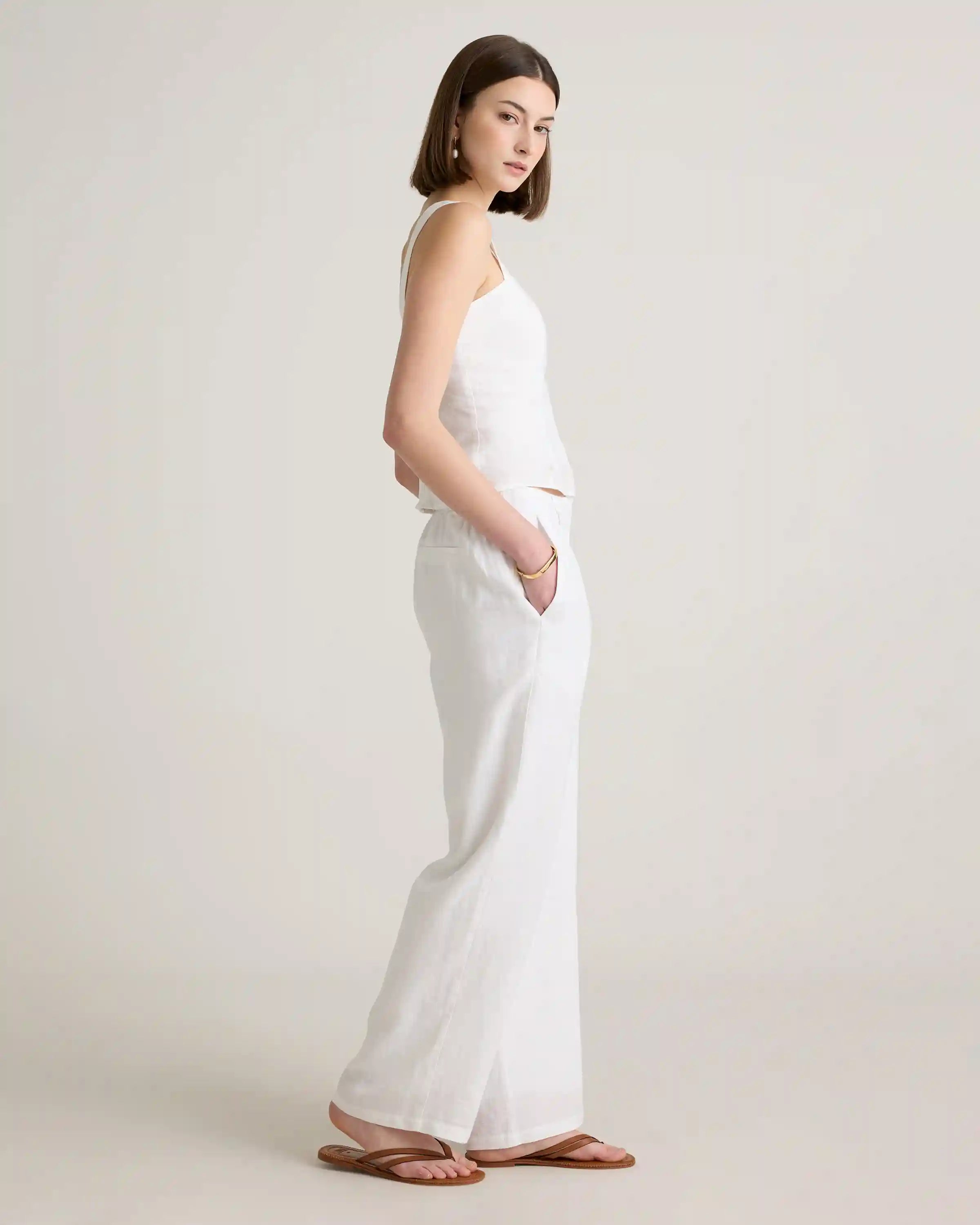 100% European Linen Pleated Trouser