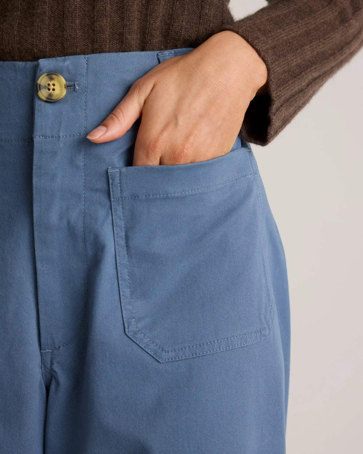Organic Stretch Cotton Chino Cropped Wide Leg Pants