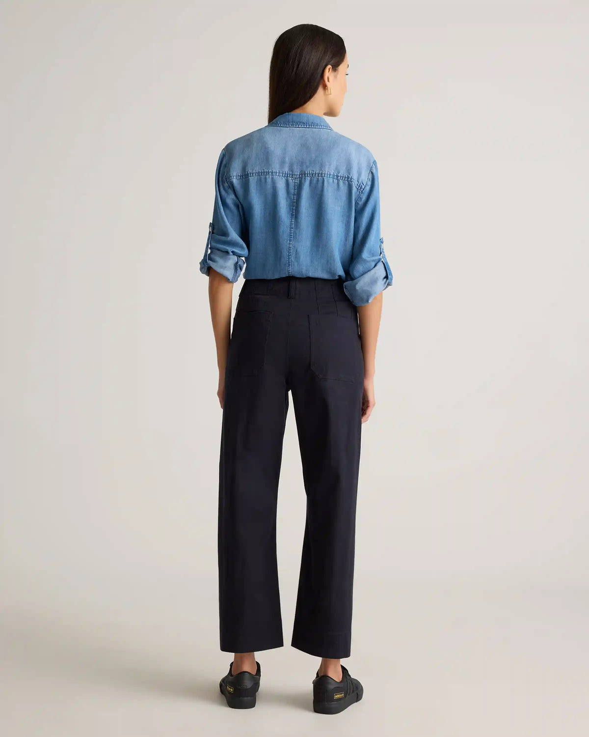 Organic Stretch Cotton Chino Cropped Wide Leg Pants