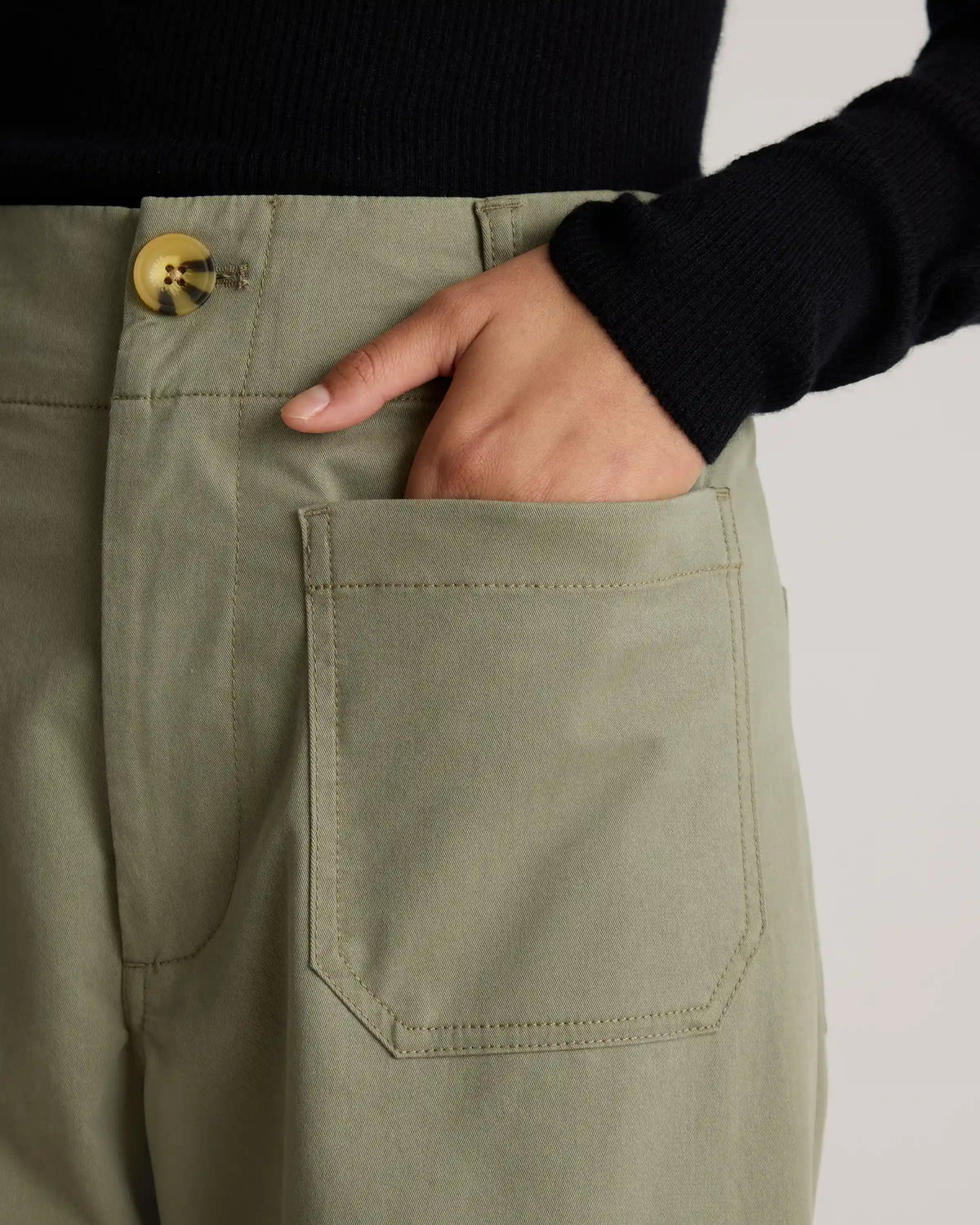 Organic Stretch Cotton Chino Cropped Wide Leg Pants